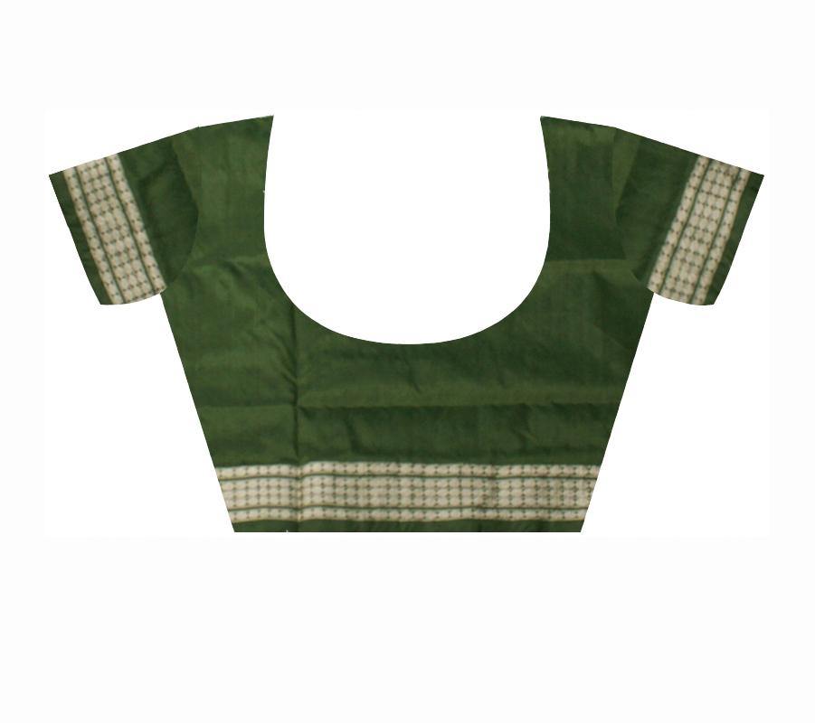 Green color Pasapali Pata saree with blouse piece - Koshali Arts & Crafts Enterprise