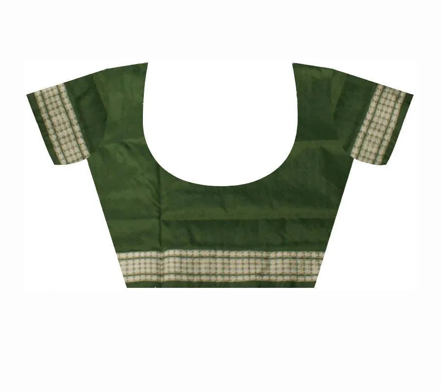 Green color Pasapali Pata saree with blouse piece - Koshali Arts & Crafts Enterprise