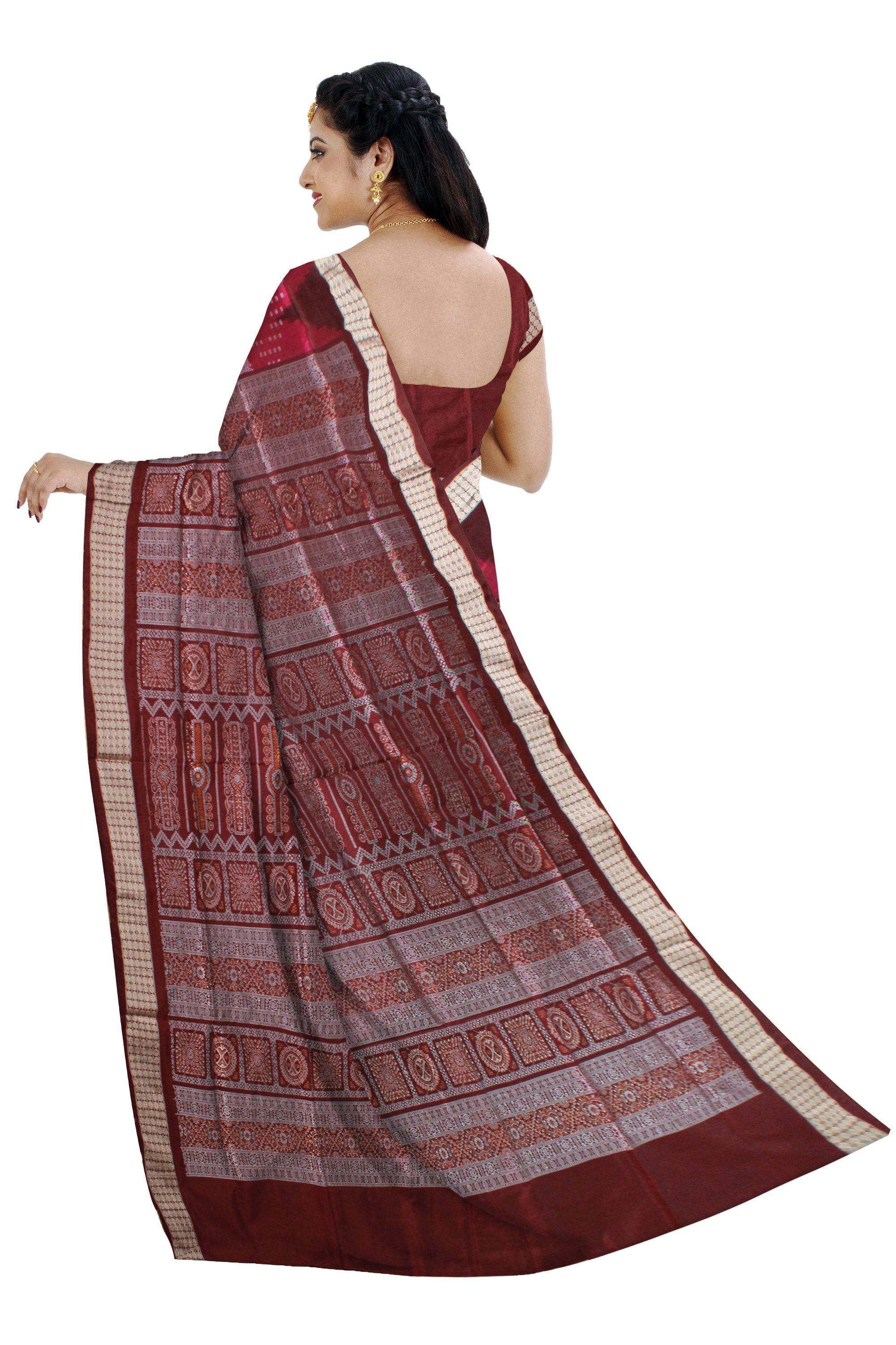 Pink Color Bomkei Pata saree with blouse piece. - Koshali Arts & Crafts Enterprise