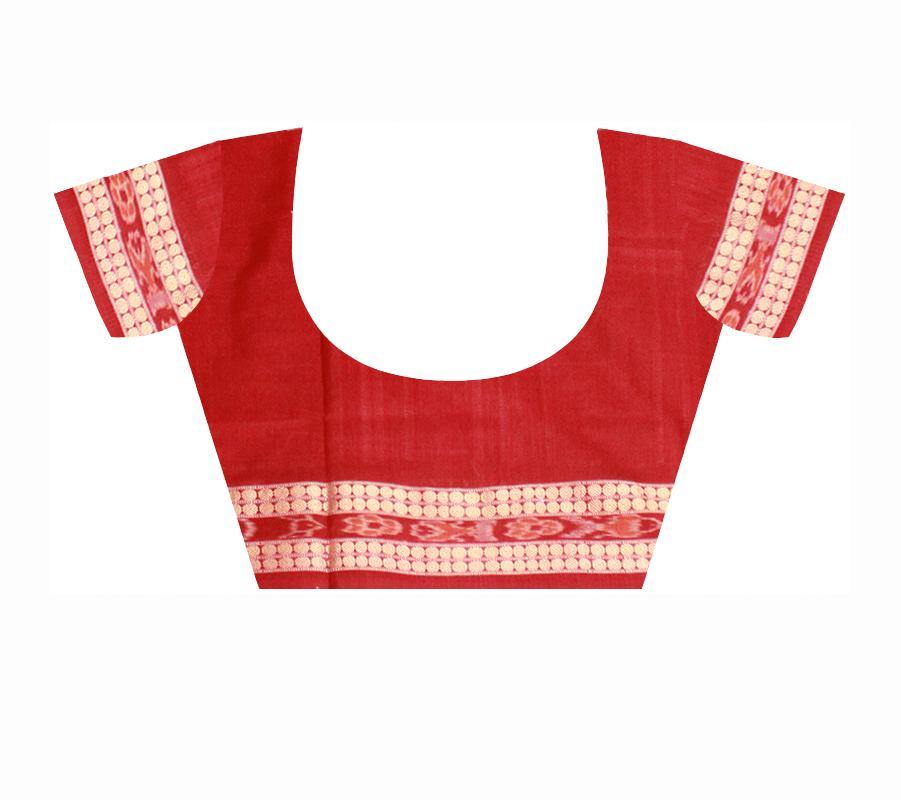 Blue color Flora print Sambalpuri cotton Ikat saree with blouse piece. - Koshali Arts & Crafts Enterprise