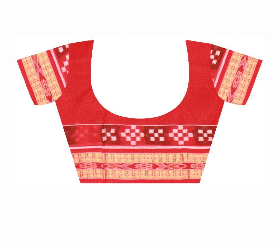 Sambalpuri cotton Ikat saree in blown color and Pasapali border. Available with blouse piece. - Koshali Arts & Crafts Enterprise