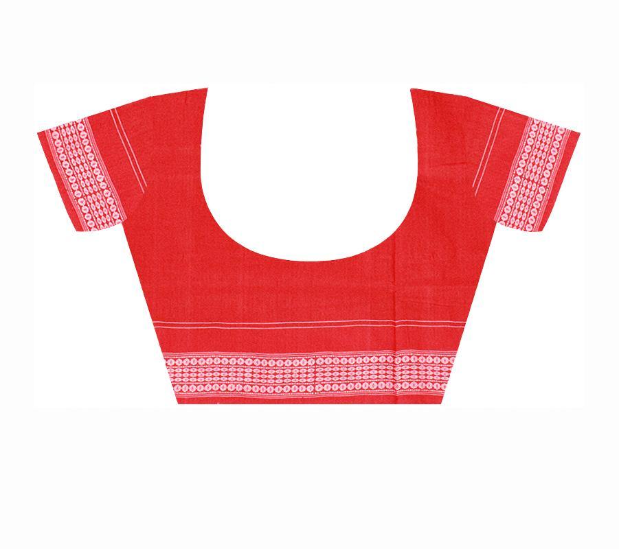 3D design Flora print Sambalpuri Ikat cotton saree in Blue, Pink & Black color, With blouse piece. - Koshali Arts & Crafts Enterprise