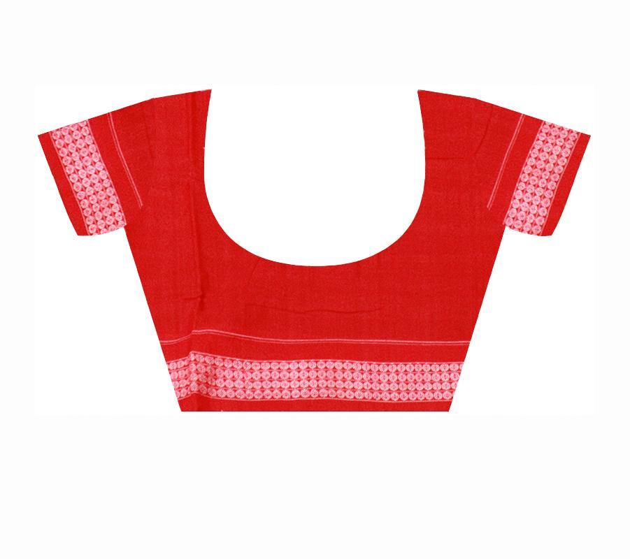 Samablpuri Mayura print brown color cotton ikat saree with blouse piece. - Koshali Arts & Crafts Enterprise