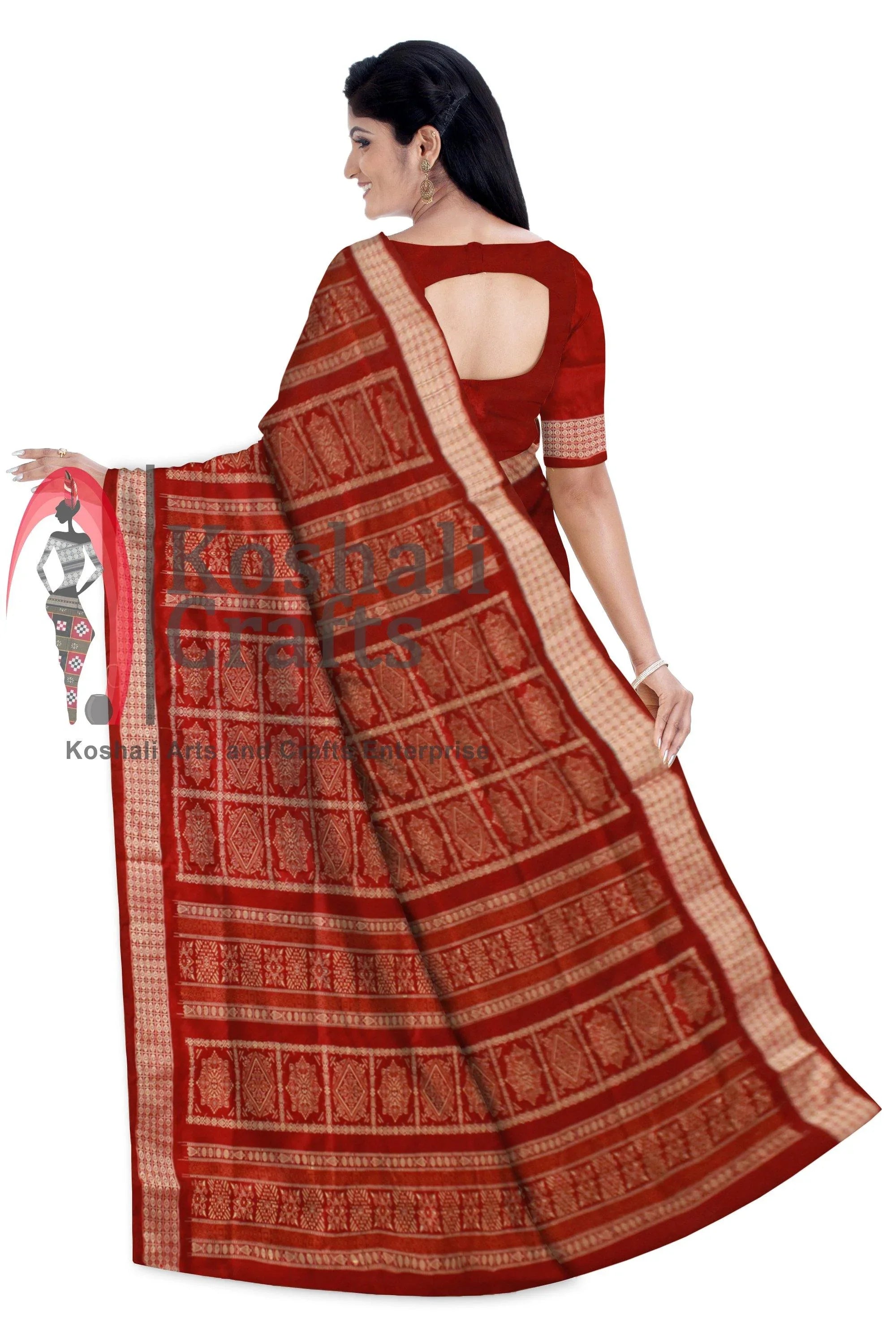 Purple, Yellow mix Patli pata saree with blouse piece. - Koshali Arts & Crafts Enterprise