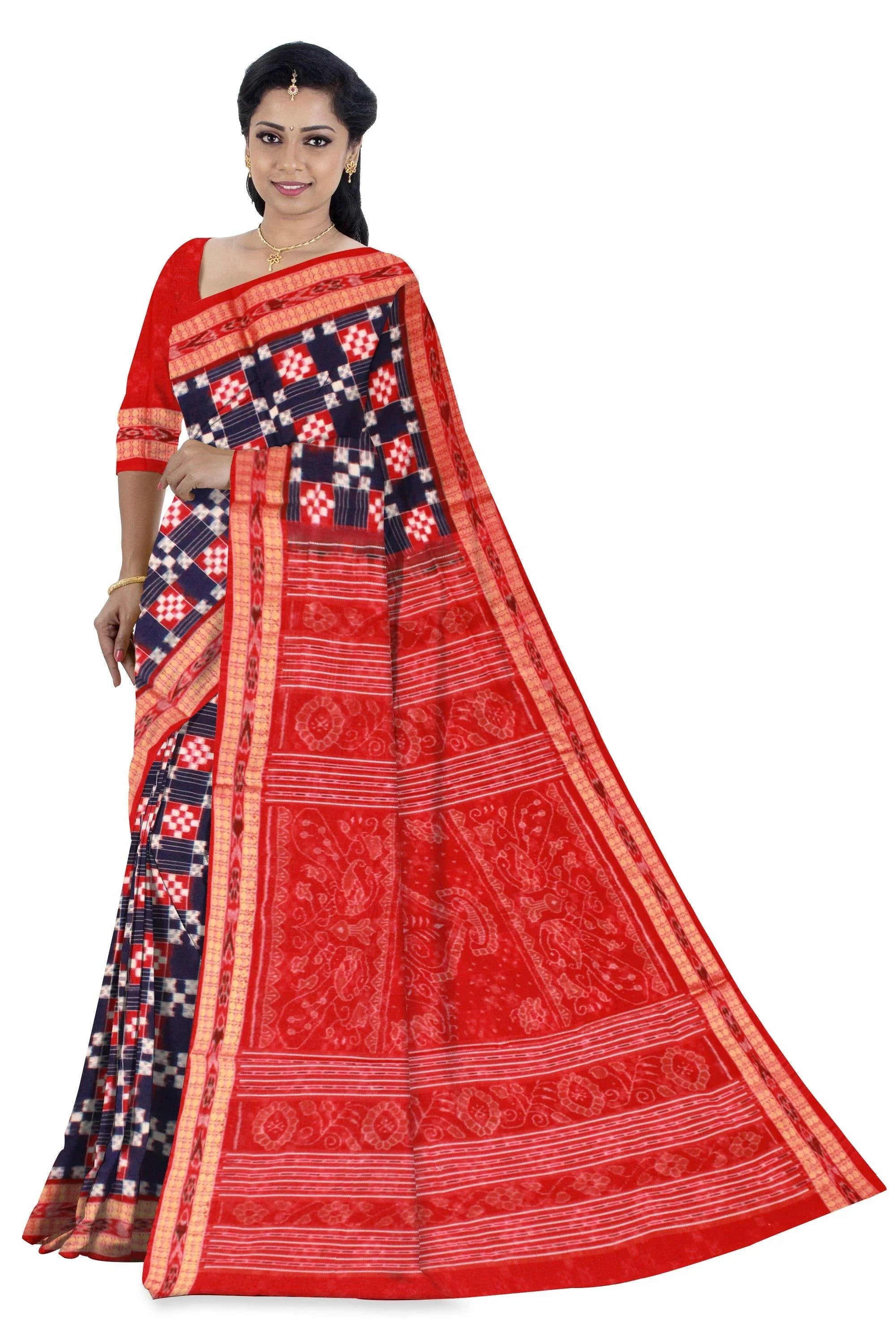 Sambalpuri Pasapali Design Cotton Saree In Blue Color With Blouse Pie sambalpuri-pasapali-design-cotton-saree-in-blue-color-with-blouse-pie