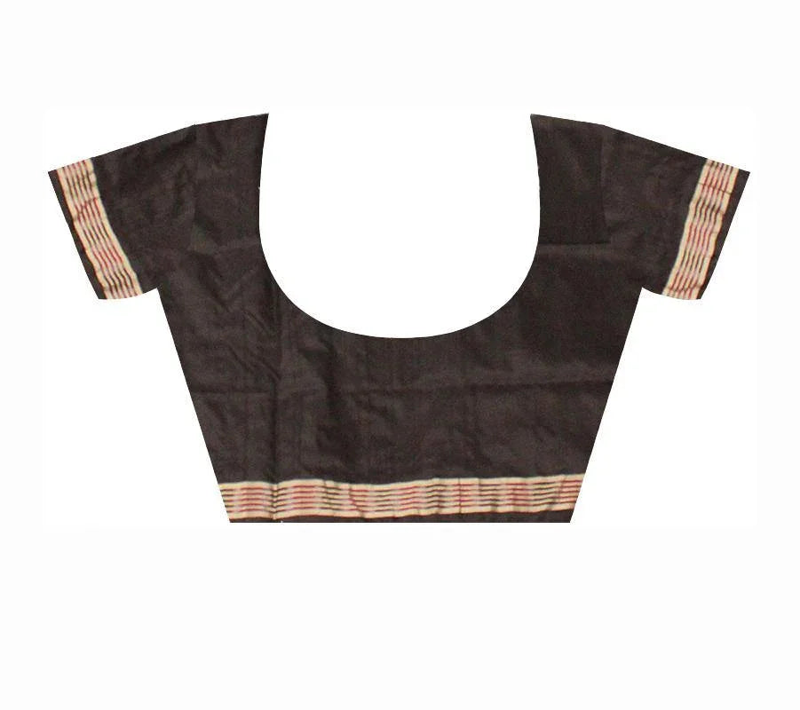 Maroon color Kumbha Border Sambalpuri Pata saree with Blouse piece - Koshali Arts & Crafts Enterprise