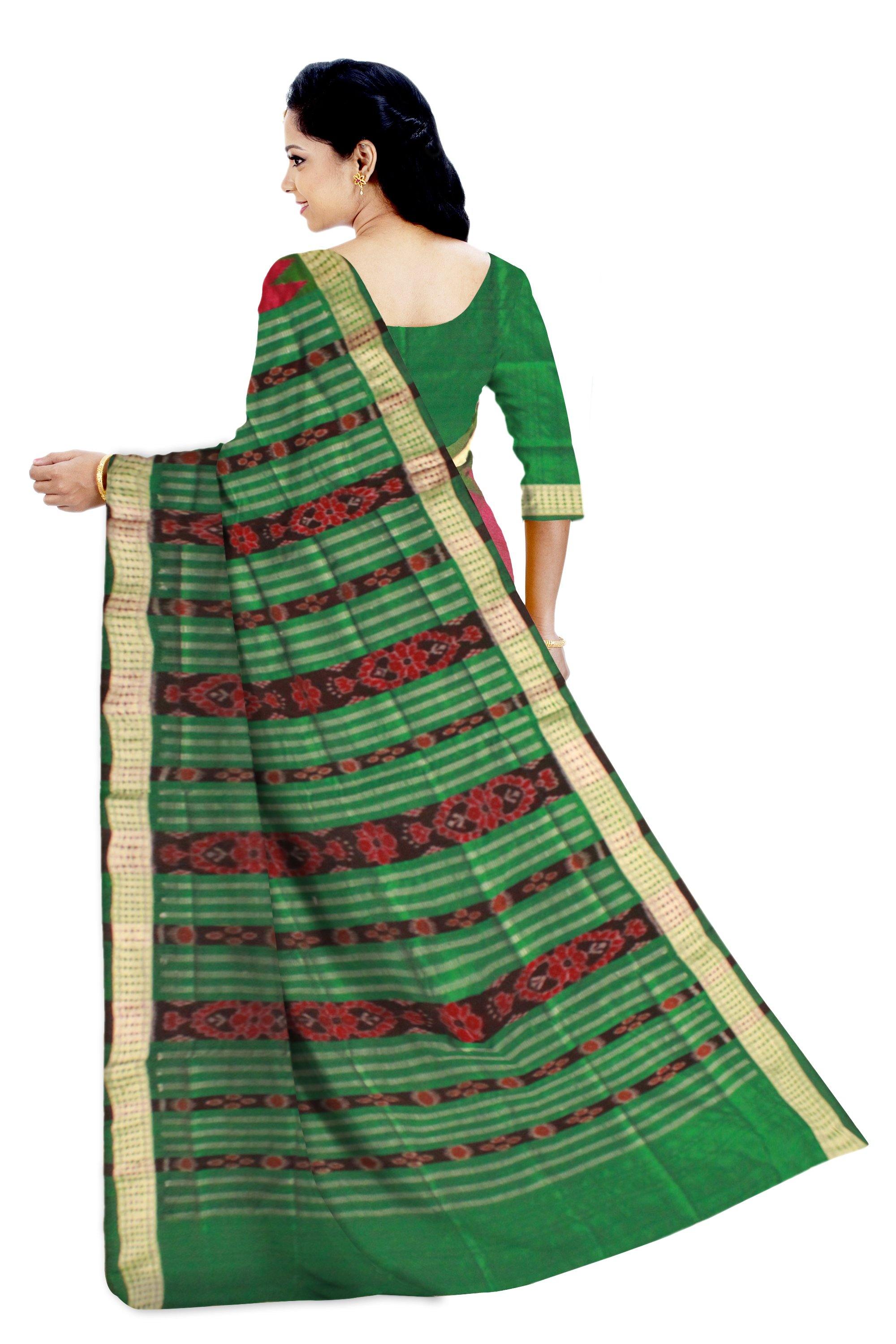 Pink Color Buti Pattern Mix Pata Saree with blouse piece. - Koshali Arts & Crafts Enterprise