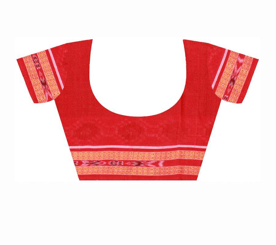 Sambalpuri Flora design Pure cotton saree with pasapali border in Coffee Colour, with blouse piece - Koshali Arts & Crafts Enterprise