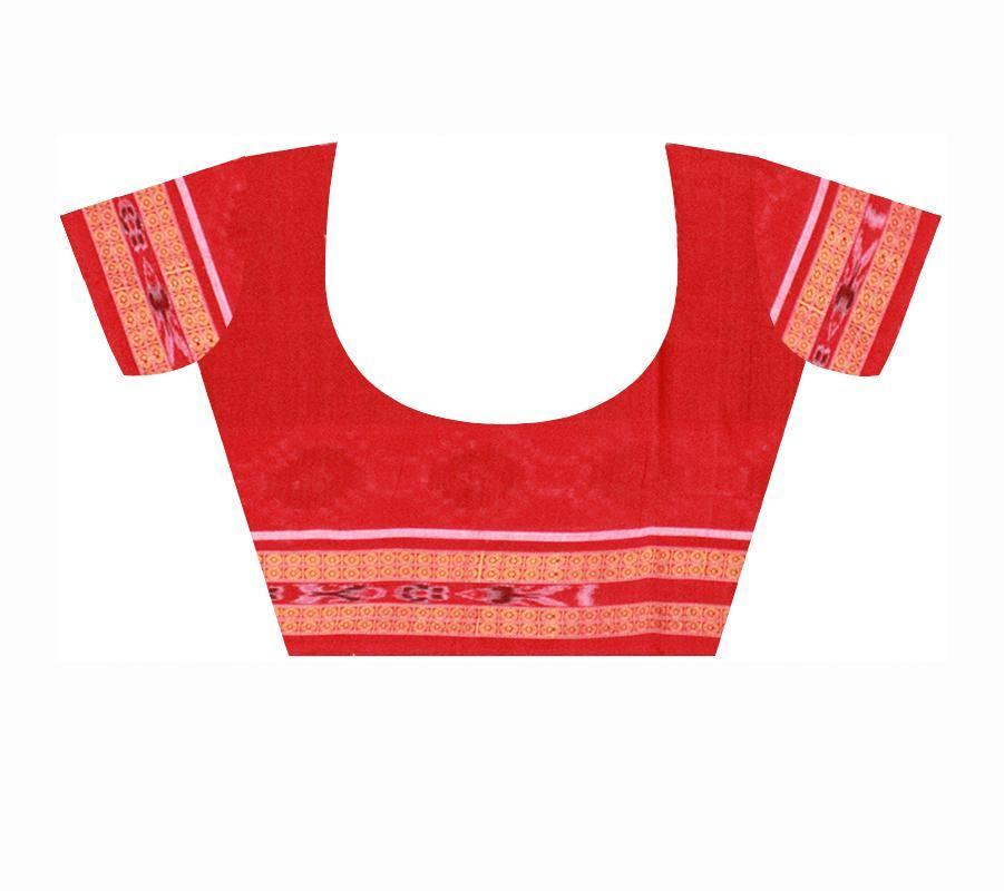 Sambalpuri Flora design Pure cotton saree with pasapali border in Coffee Colour, with blouse piece - Koshali Arts & Crafts Enterprise