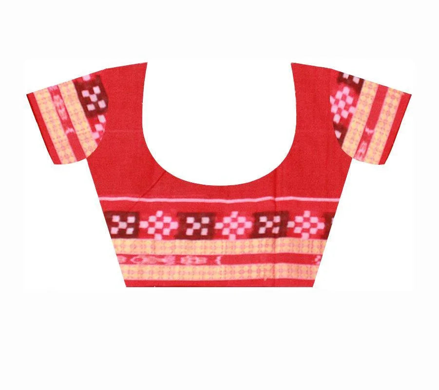 Sambalpuri Flora design Pure cotton saree in Coffee colour with Pasapali border, with blouse piece - Koshali Arts & Crafts Enterprise
