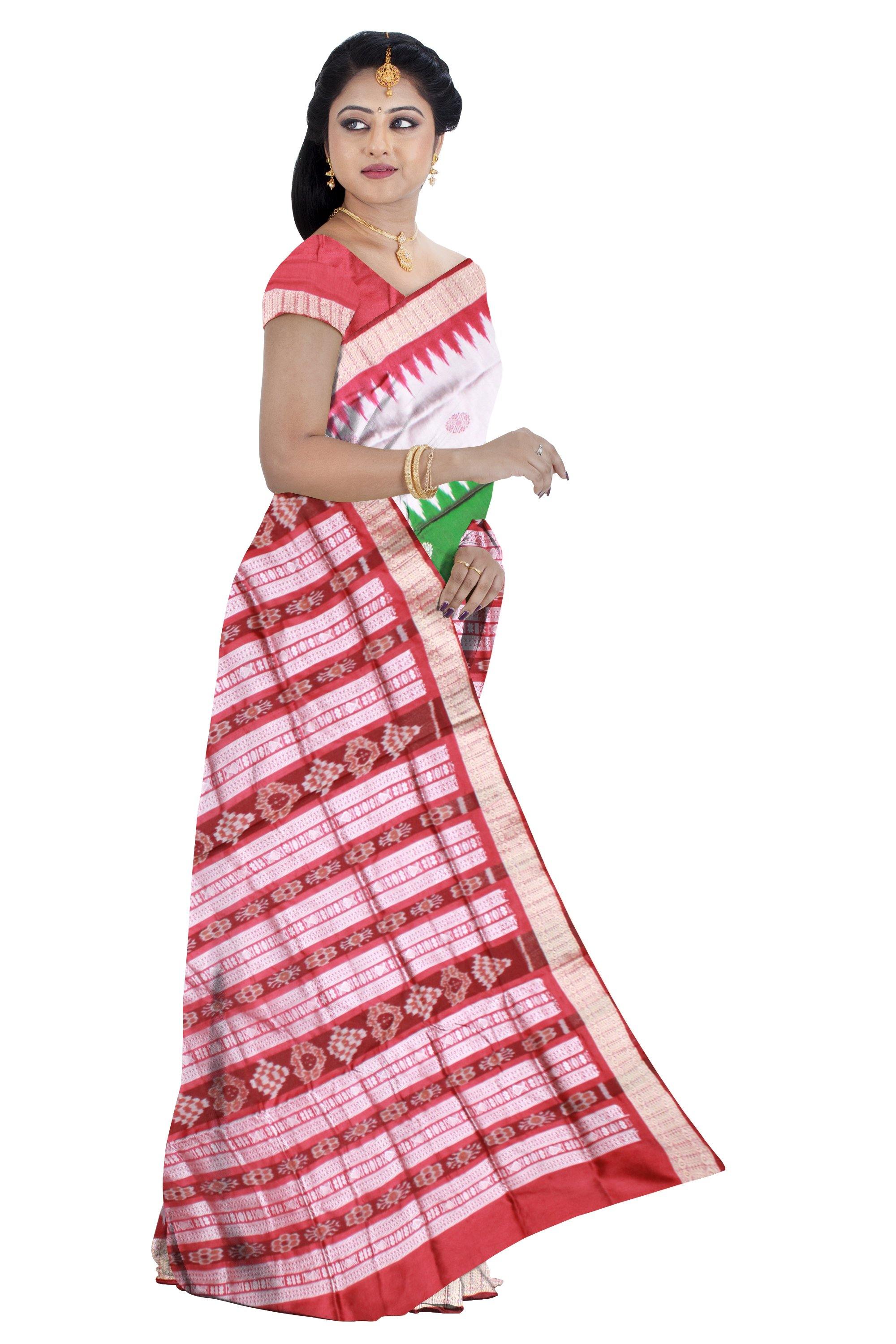 Multi Colour Pata Saree with Bomkei flower design with blouse piece. - Koshali Arts & Crafts Enterprise
