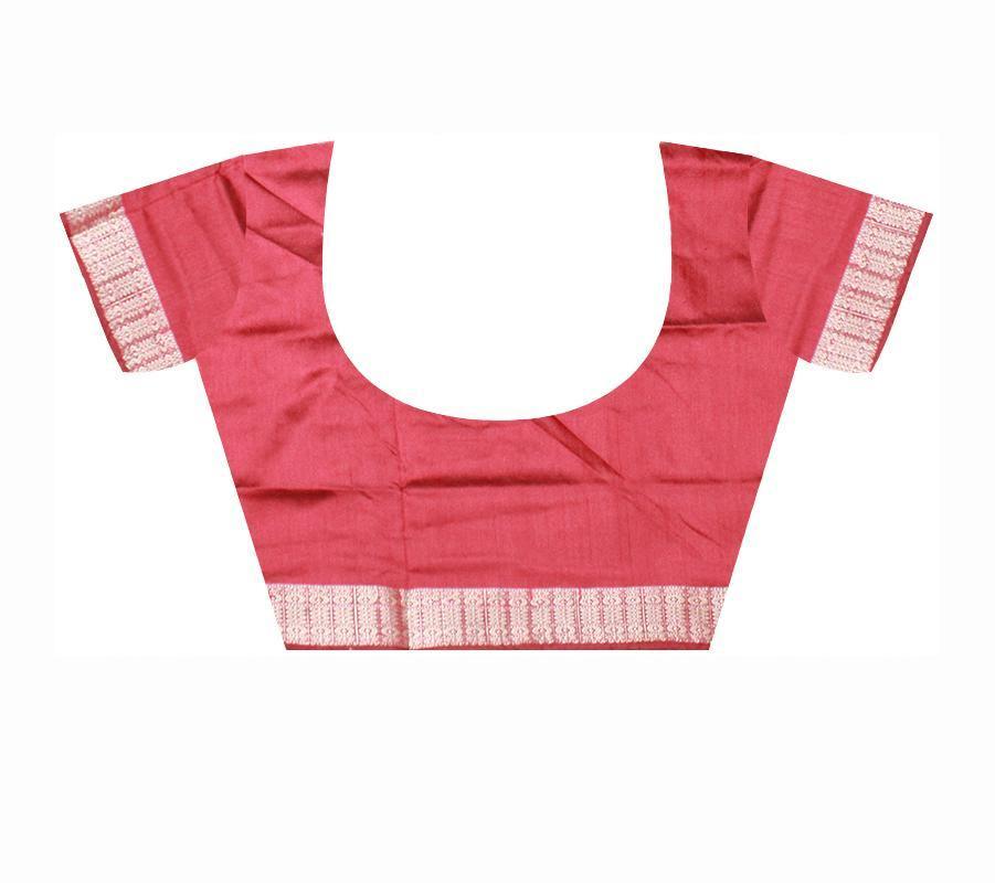 Multi Colour Pata Saree with Bomkei flower design with blouse piece. - Koshali Arts & Crafts Enterprise