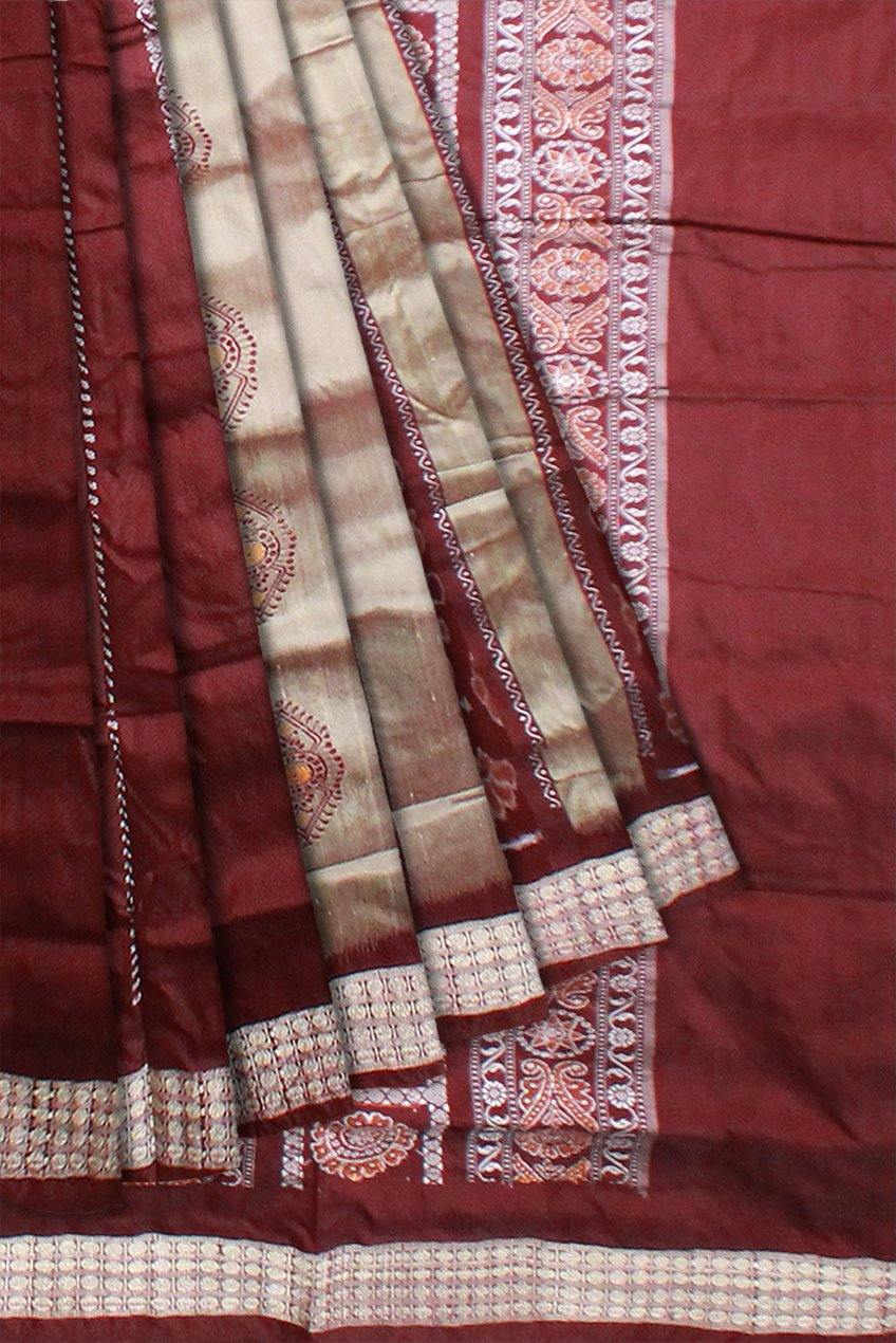 Peach color Patli pata saree with blouse piece. - Koshali Arts & Crafts Enterprise