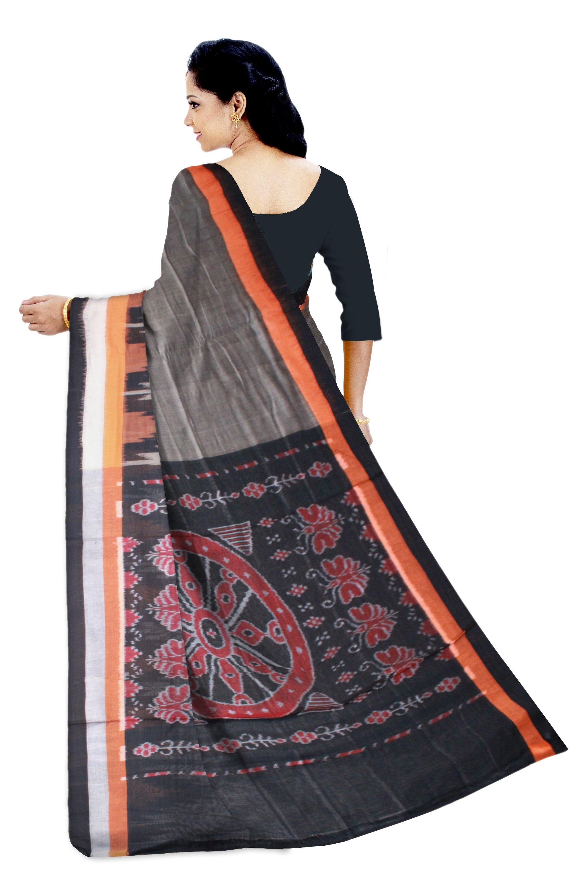 Gray color fera design Sambalpuri coton saree. - Koshali Arts & Crafts Enterprise