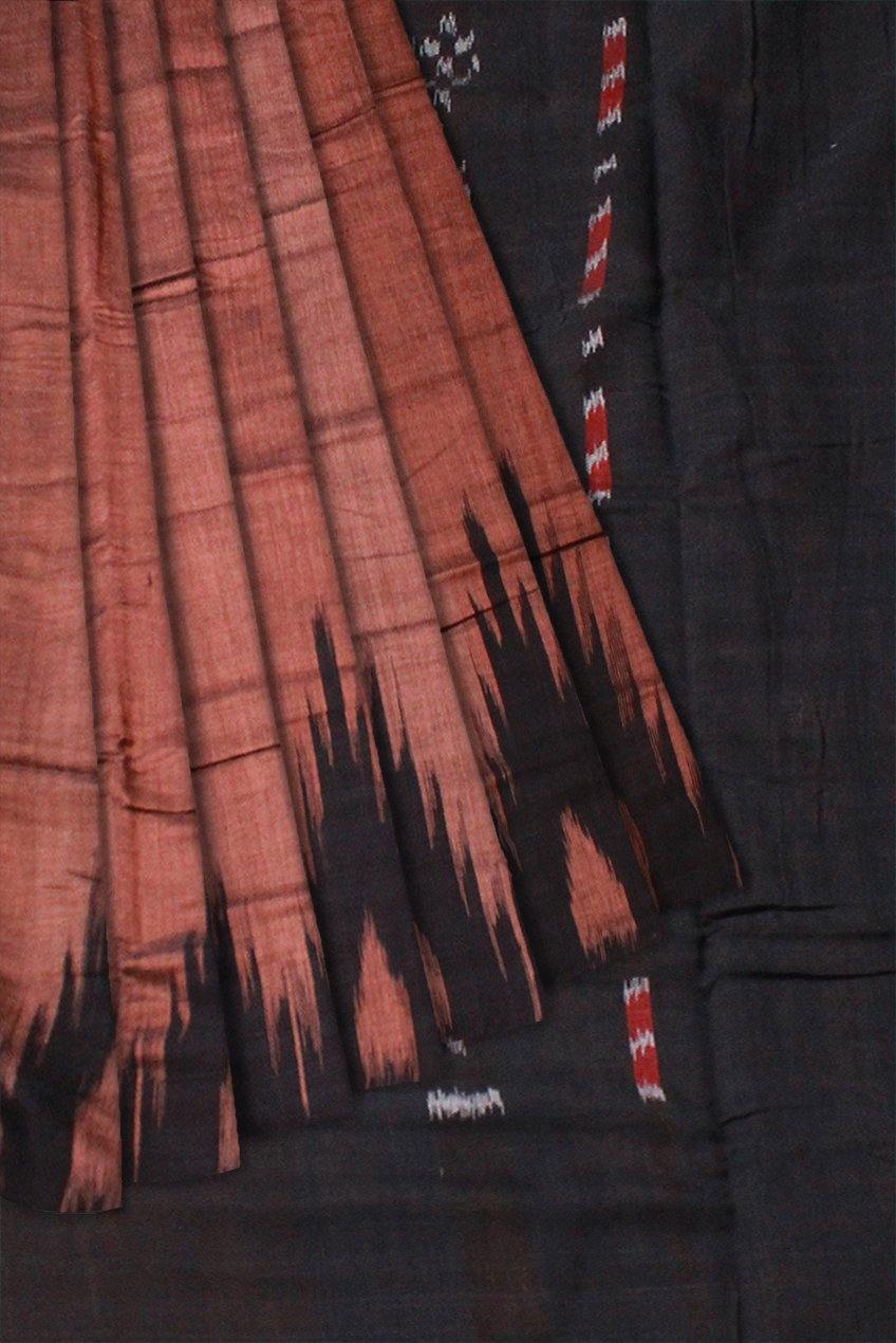 Brown color frea design Sambalpuri Coton saree - Koshali Arts & Crafts Enterprise