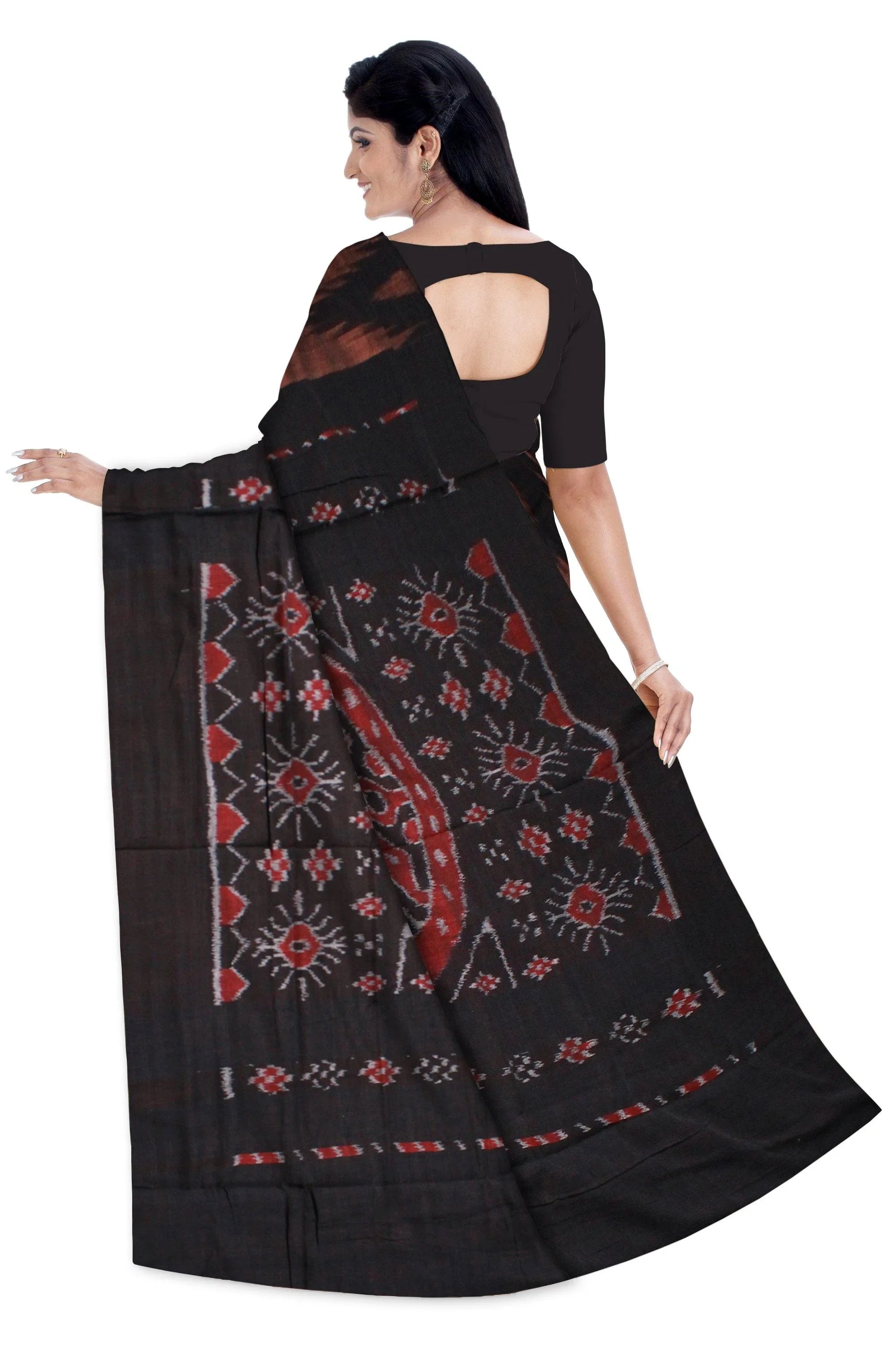 Brown color frea design Sambalpuri Coton saree - Koshali Arts & Crafts Enterprise
