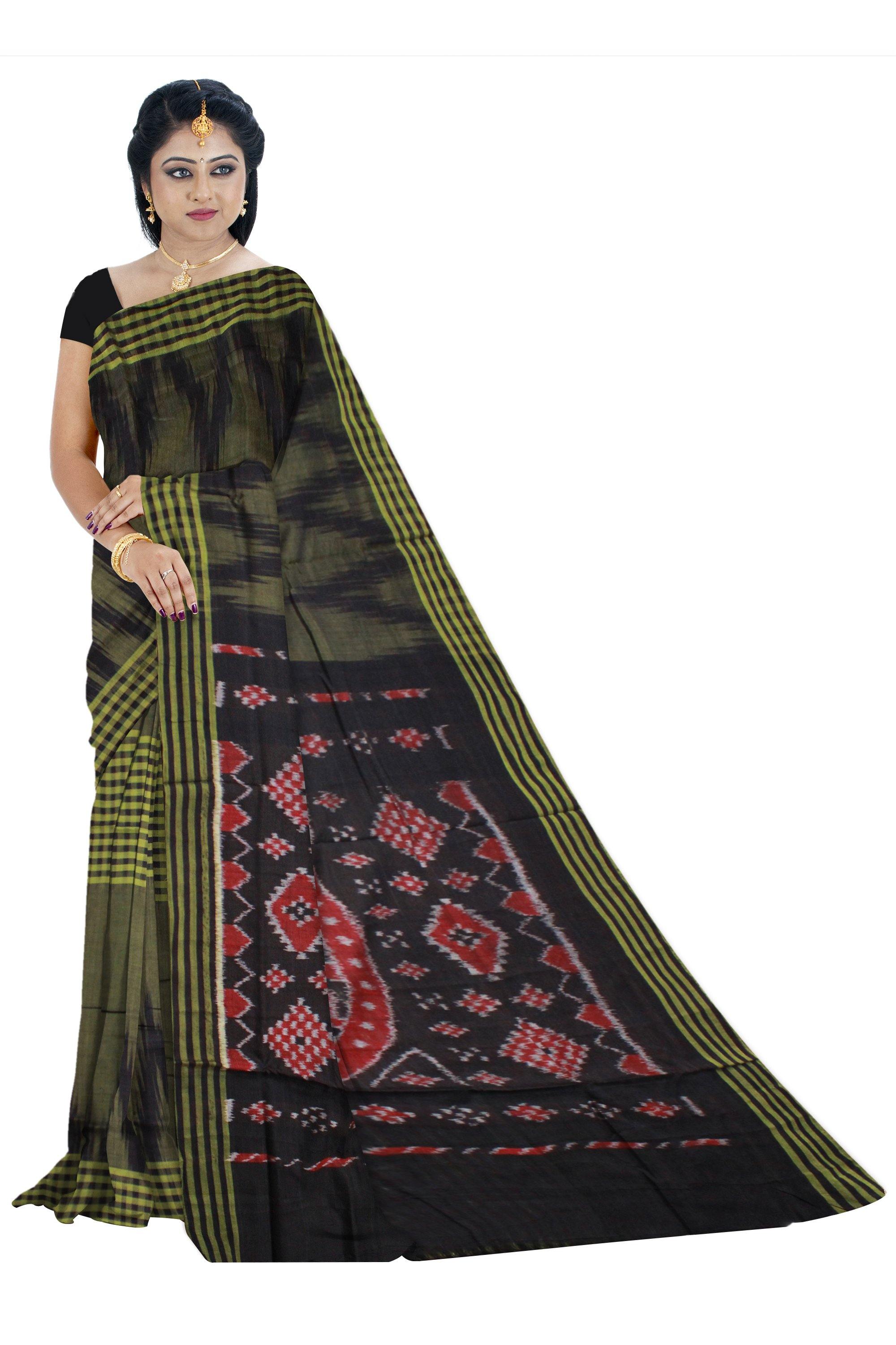 Green color fera design Sambalpuri coton saree - Koshali Arts & Crafts Enterprise