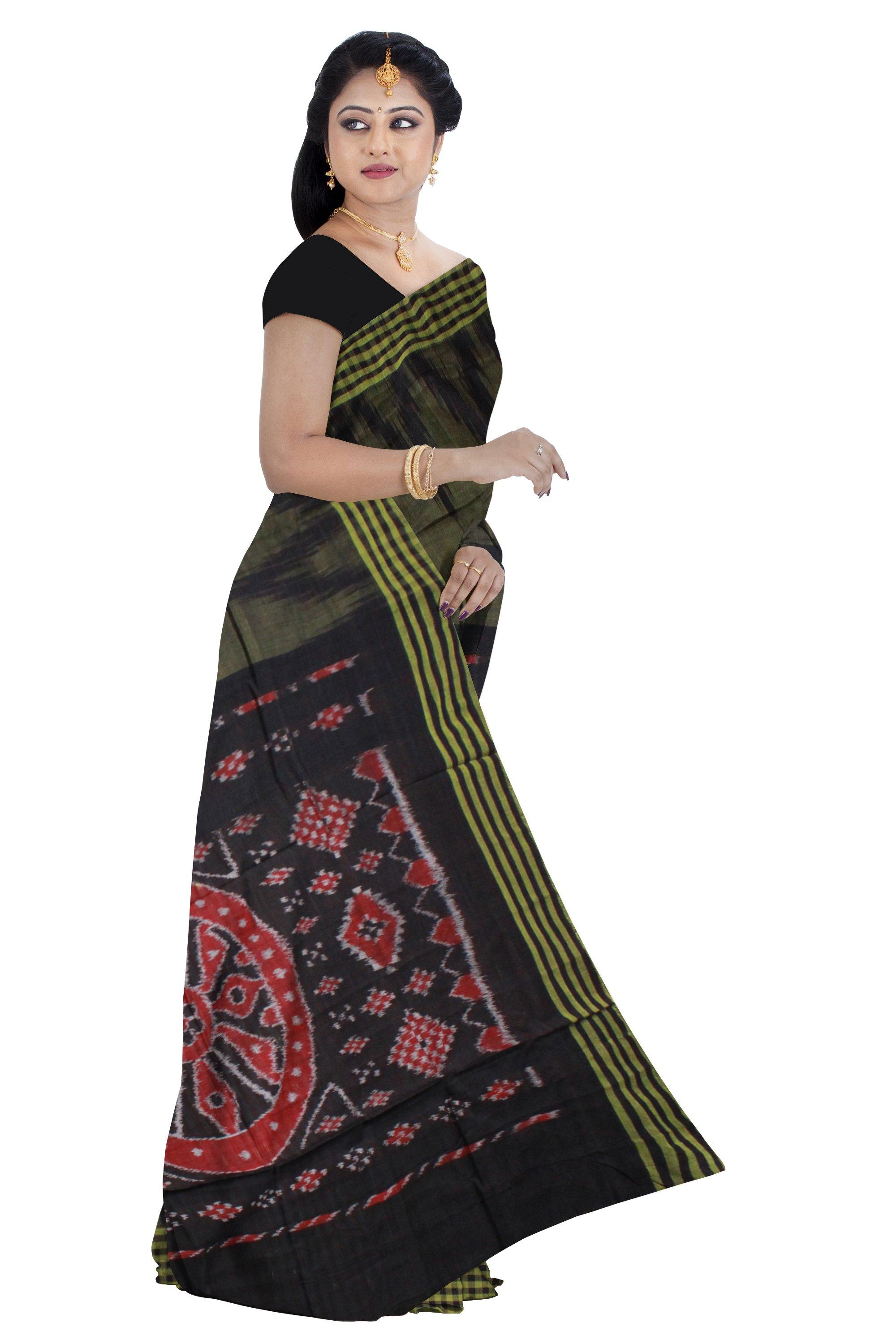 Green color fera design Sambalpuri coton saree - Koshali Arts & Crafts Enterprise