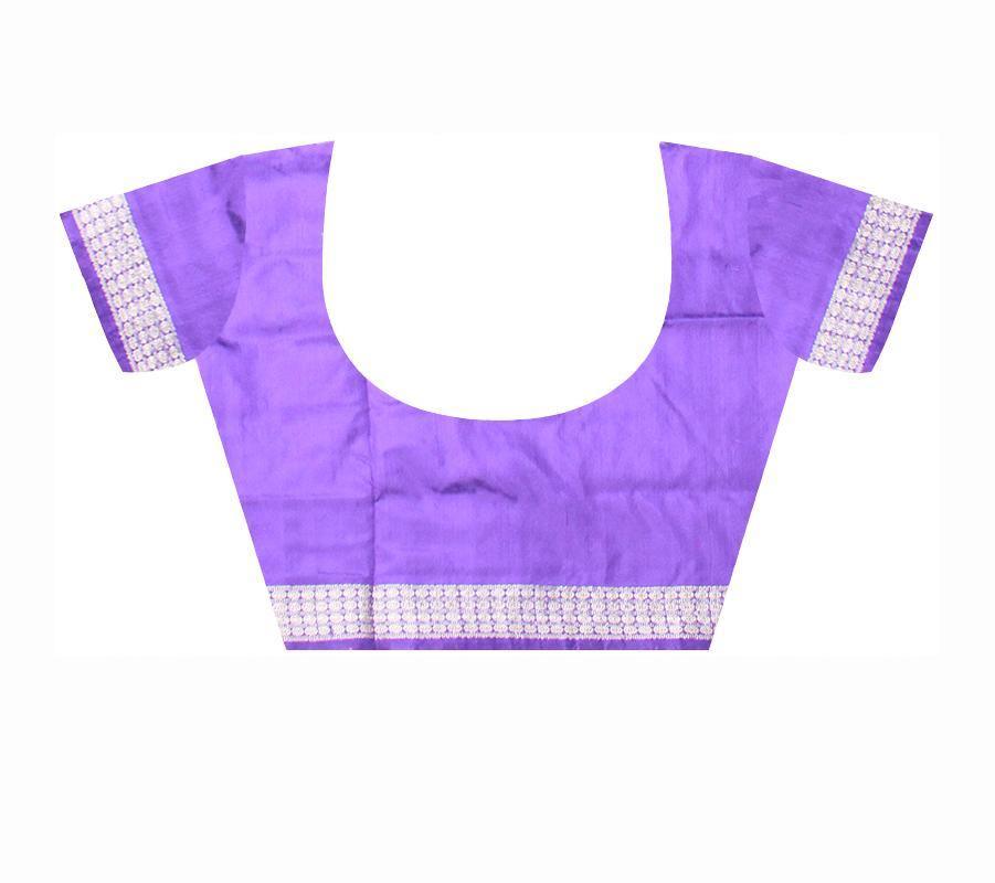 Sky Blue color Bomkei pata saree with blouse piece. - Koshali Arts & Crafts Enterprise