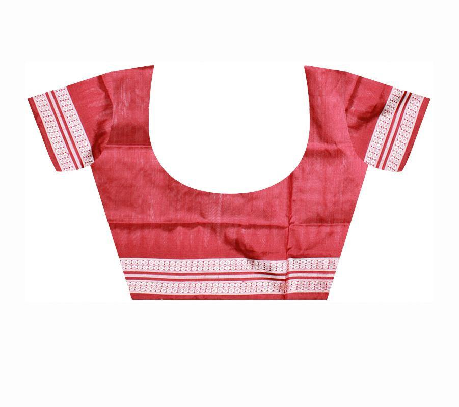 Authentic Sambalpuri pata saree in white color available with blouse piece. - Koshali Arts & Crafts Enterprise