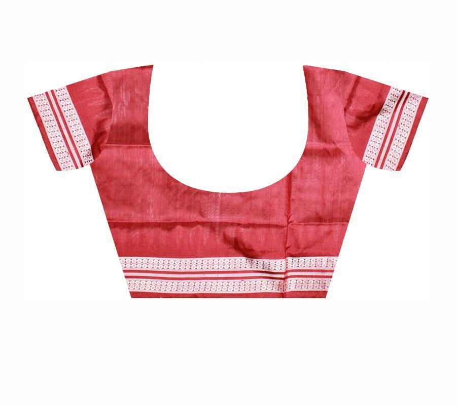 Authentic Sambalpuri pata saree in white color available with blouse piece. - Koshali Arts & Crafts Enterprise