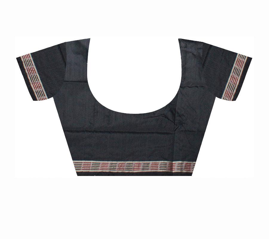 Pink color Plain body Sambalpuri Pata saree, with blouse piece. - Koshali Arts & Crafts Enterprise