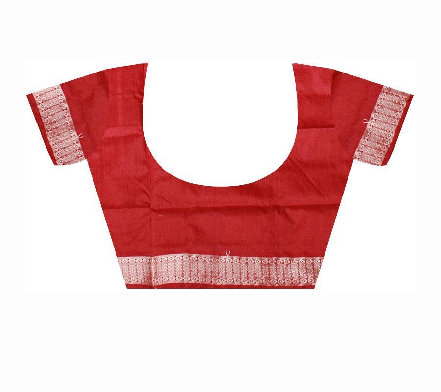 Pink and Maroon Maryuri Sambalpuri pata saree with blouse piece. - Koshali Arts & Crafts Enterprise