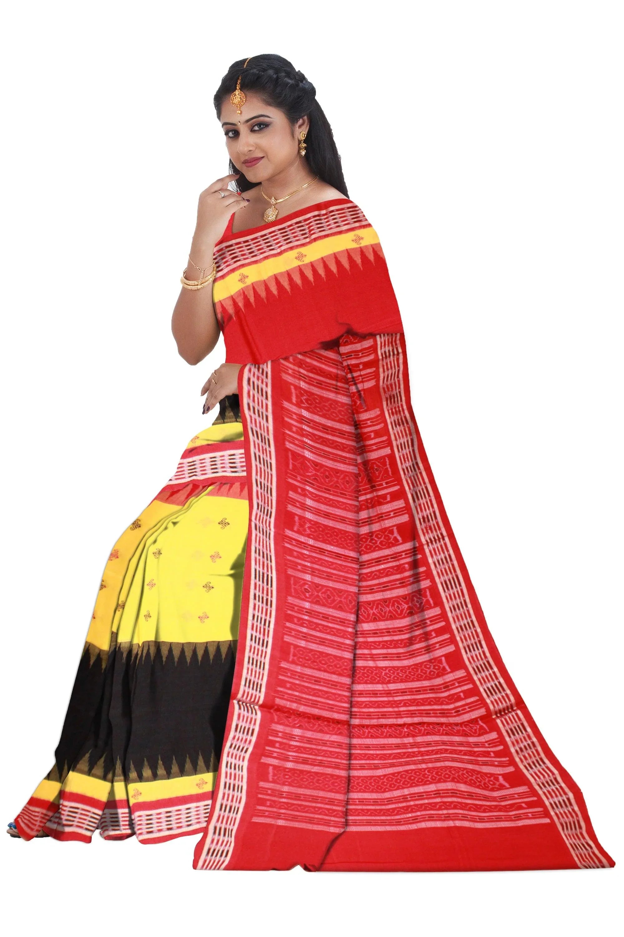3D color Sambalpuri Cotton saree with blouse piece. - Koshali Arts & Crafts Enterprise