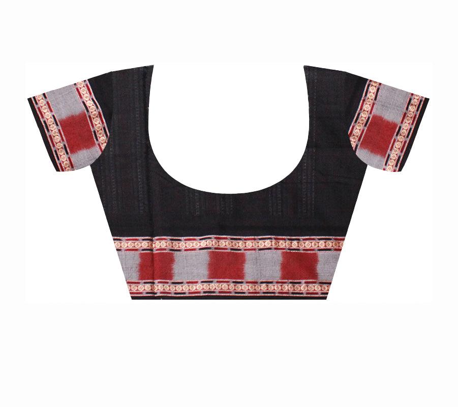 Green color buti pattern Sambalpuri cotton saree with blouse piece. - Koshali Arts & Crafts Enterprise