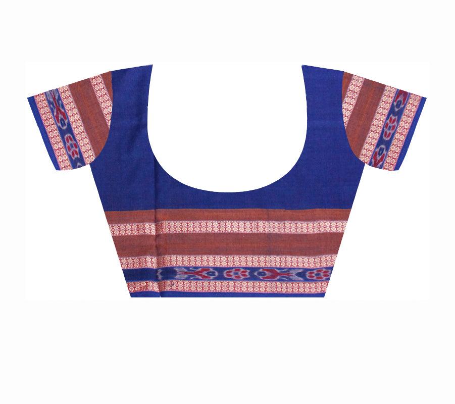 White color sambalpuri cotton saree with blouse piece. - Koshali Arts & Crafts Enterprise