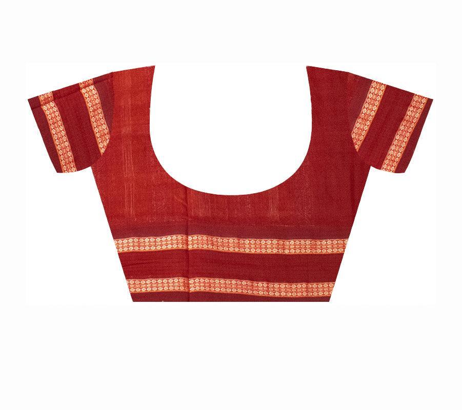 Yellow color bomkei cotton Saree in Padam design with blouse piece - Koshali Arts & Crafts Enterprise