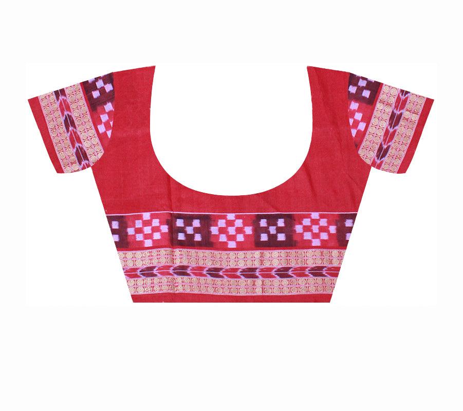 Dhadi sapta design Brandeis blue Sambalpuri cotton Saree with blouse piece. - Koshali Arts & Crafts Enterprise