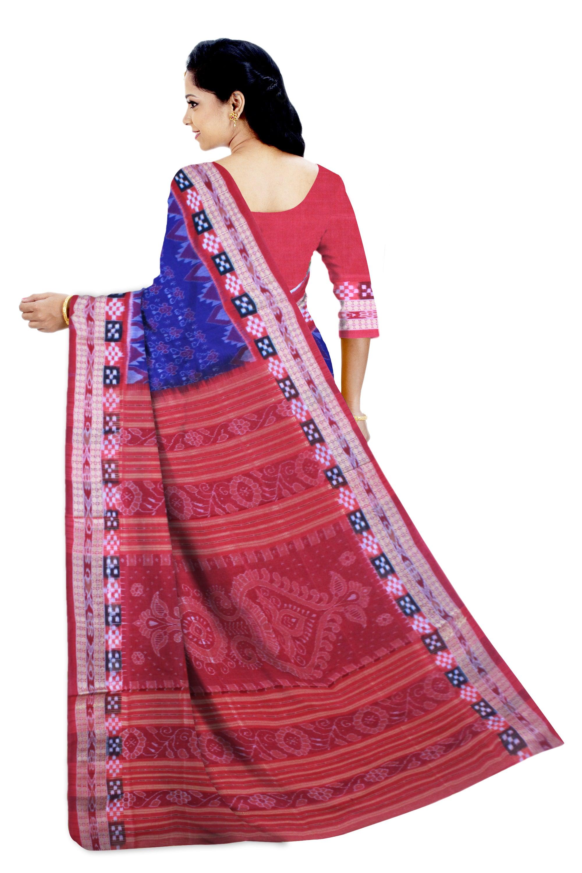 Latest Design Dhadi Sapta in Blue color traditional pasapali pattern Sambalpuri cotton Saree - Koshali Arts & Crafts Enterprise