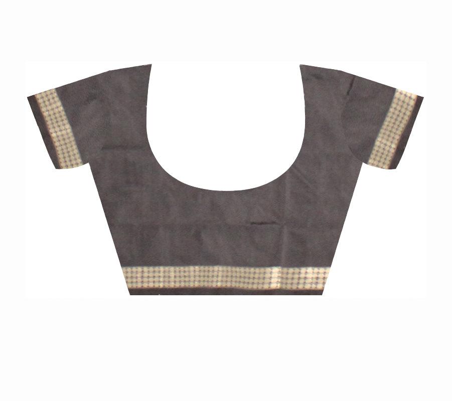 Light Green color Pata Saree  with Booty in Body and Black  Border Sambalpuri  Saree - Koshali Arts & Crafts Enterprise