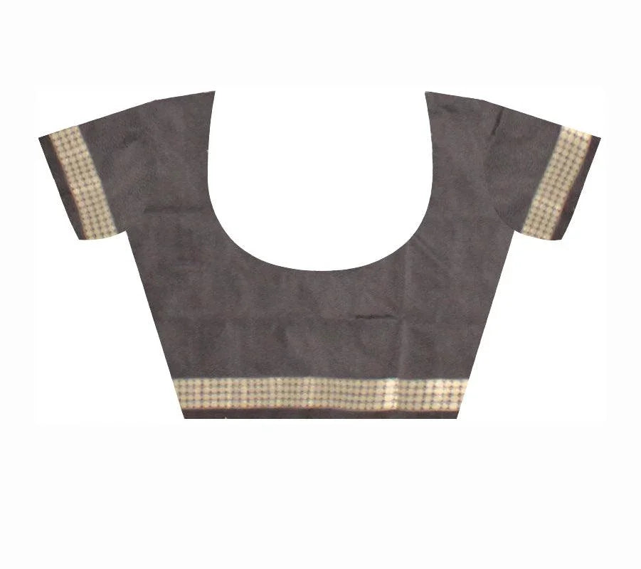 Light Green color Pata Saree with Booty in Body and Black Border Sambalpuri Saree - Koshali Arts & Crafts Enterprise