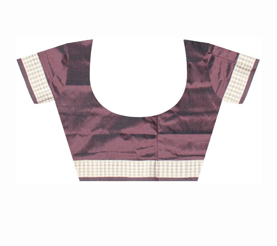Latest Patli Design Purple and Brown color Pata Saree - Koshali Arts & Crafts Enterprise