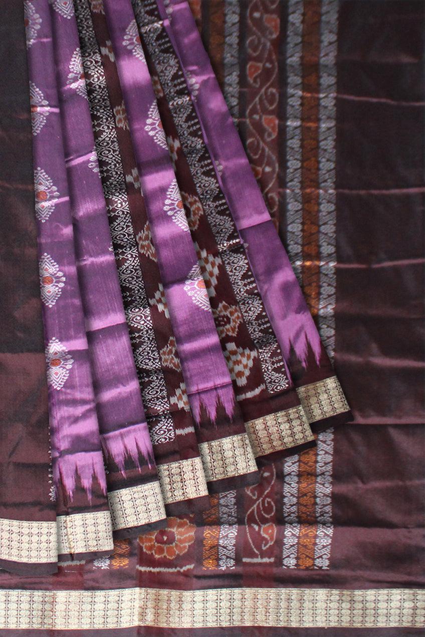 Latest Patli Design Purple and Brown color Pata Saree - Koshali Arts & Crafts Enterprise