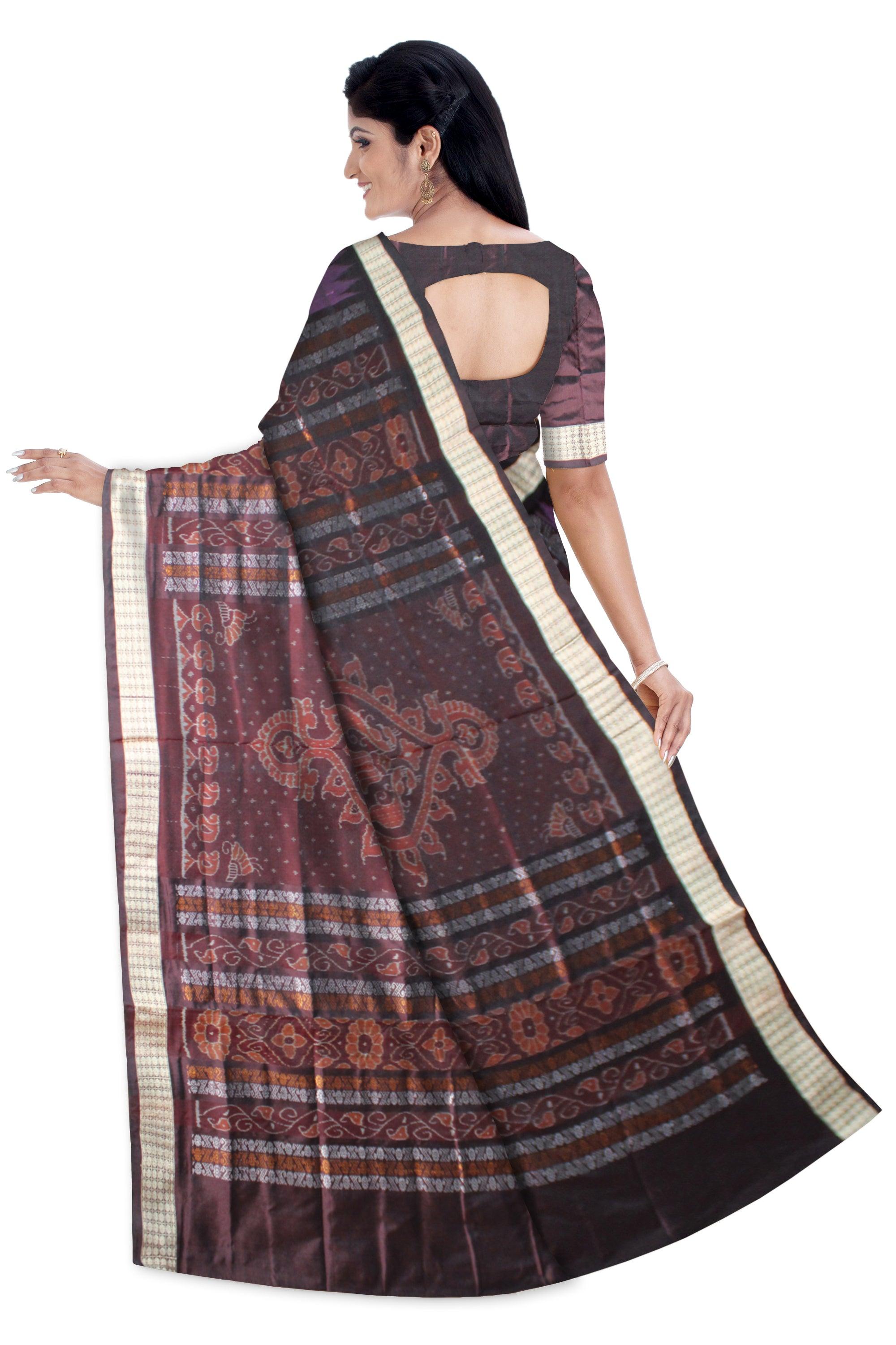 Latest Patli Design Purple and Brown color Pata Saree - Koshali Arts & Crafts Enterprise