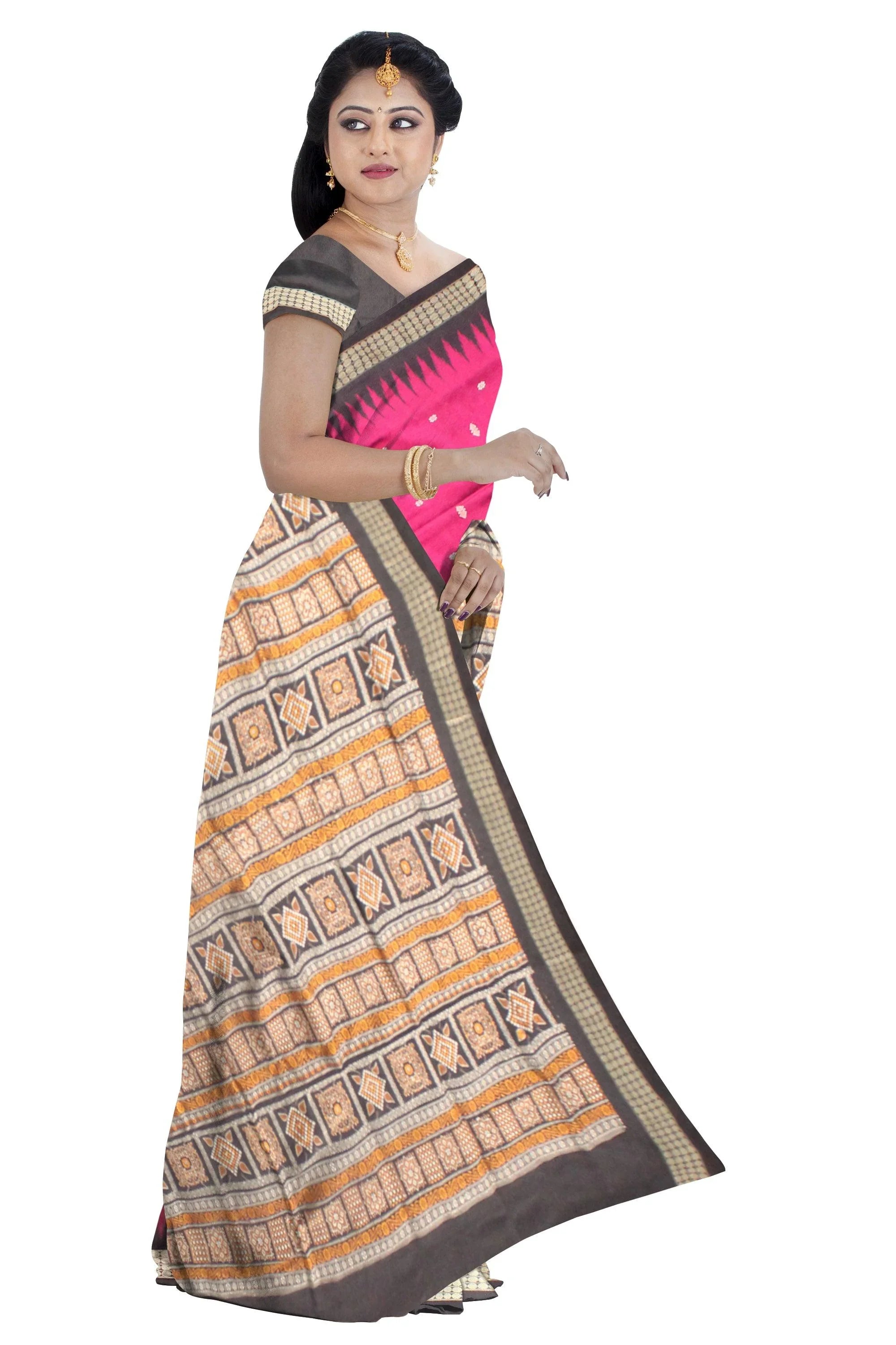 Pink Color Sambalpuri Pata Saree in latest Booty design. - Koshali Arts & Crafts Enterprise