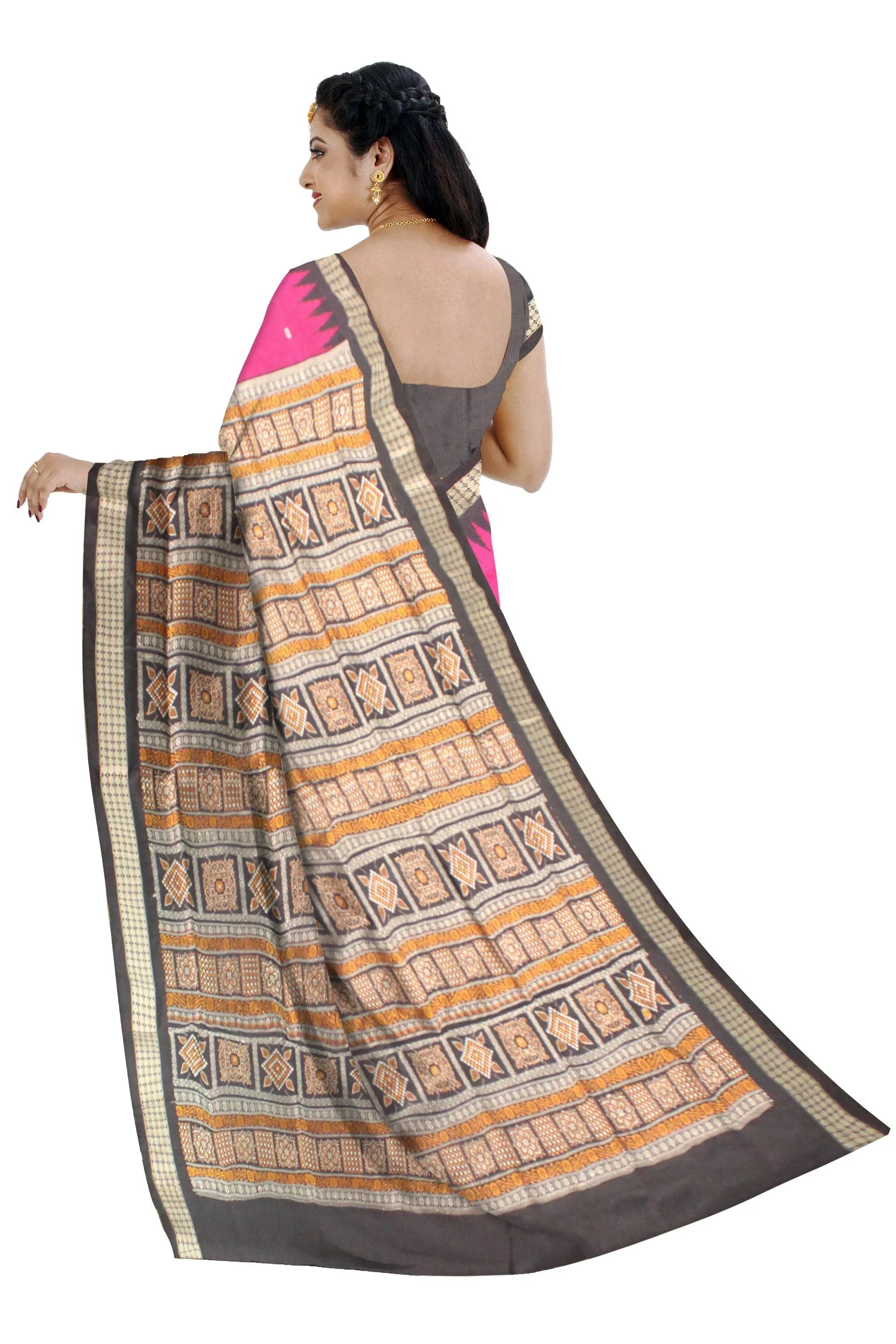 Pink Color Sambalpuri Pata Saree in latest Booty design. - Koshali Arts & Crafts Enterprise