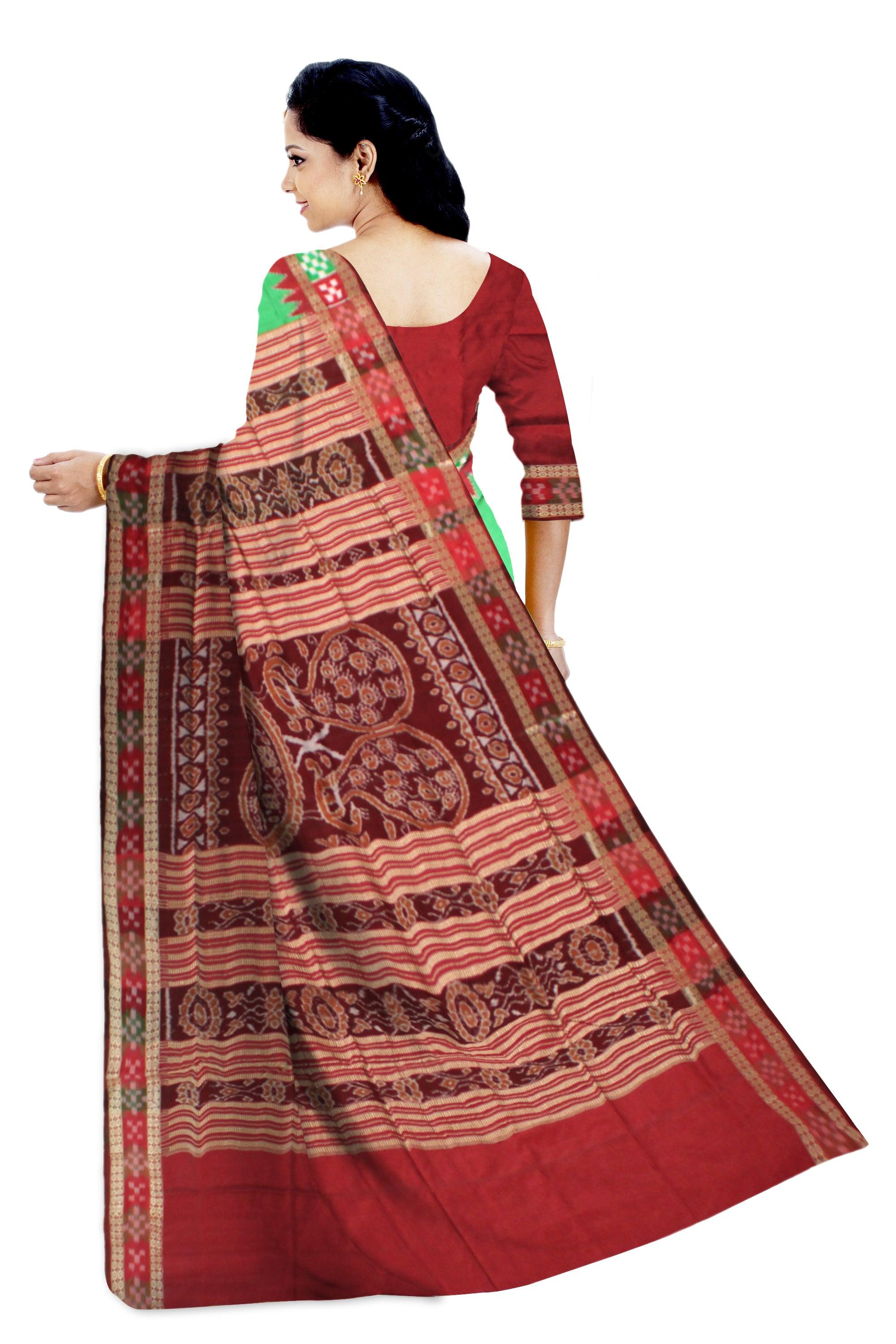 Latest Design Green Color Dhadi Sapta Sambalpuri Pata Saree. - Koshali Arts & Crafts Enterprise