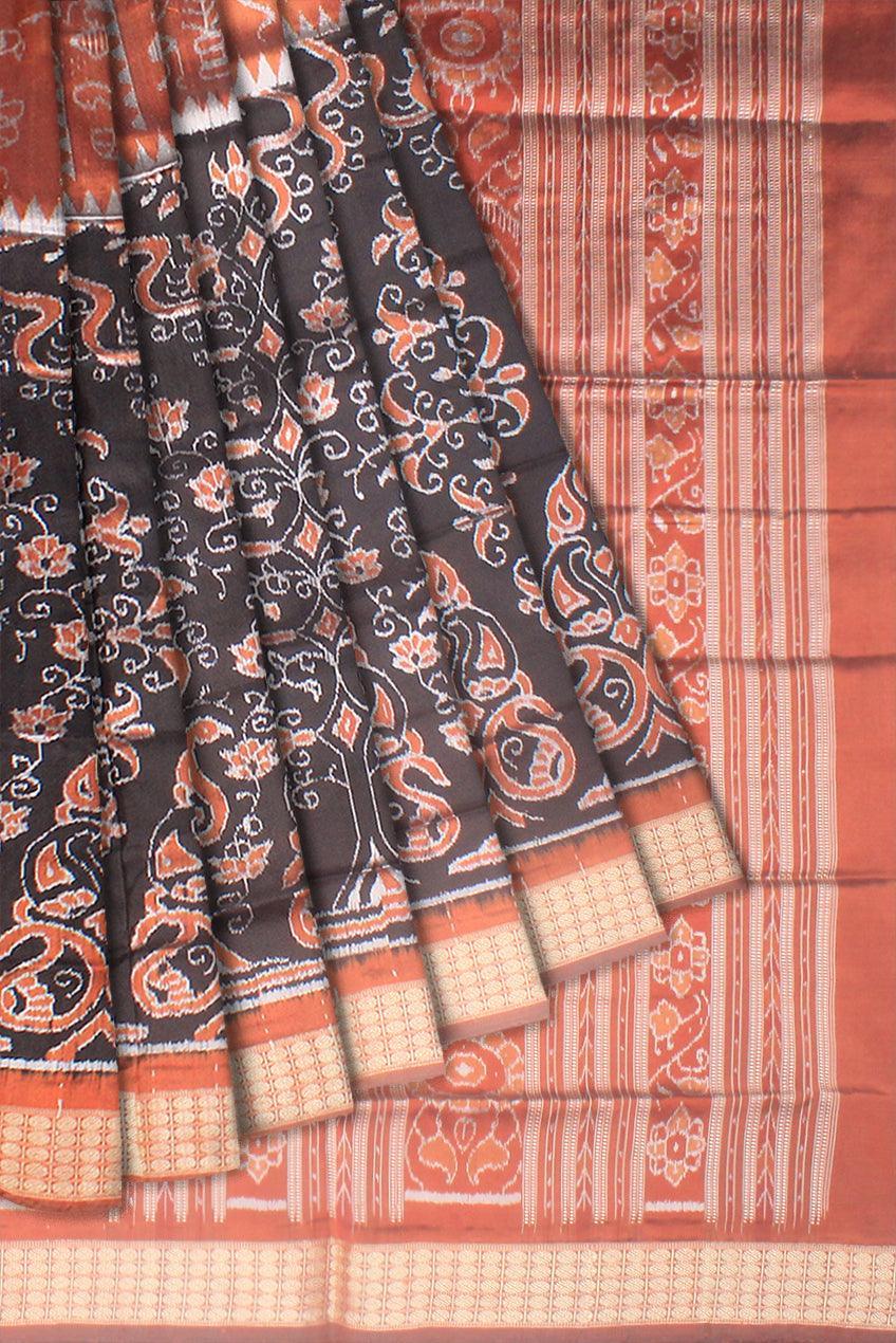 Beautiful design Original Silk saree in Brown and Coffee color with blouse piece. - Koshali Arts & Crafts Enterprise