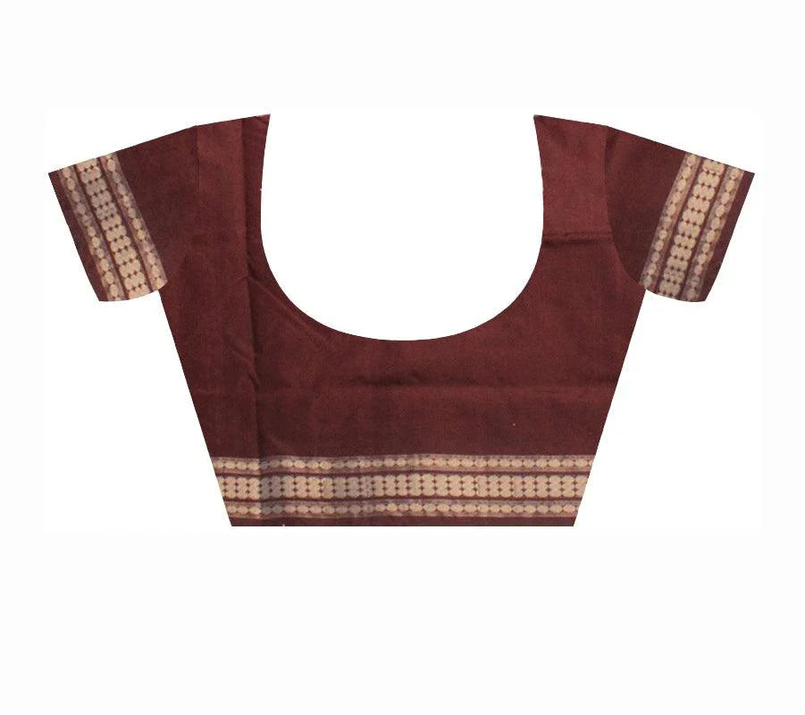 BOMKEI PATA SAREE IN DESIGN DEEP CORAL AND BROWN COLOR SAREE. - Koshali Arts & Crafts Enterprise