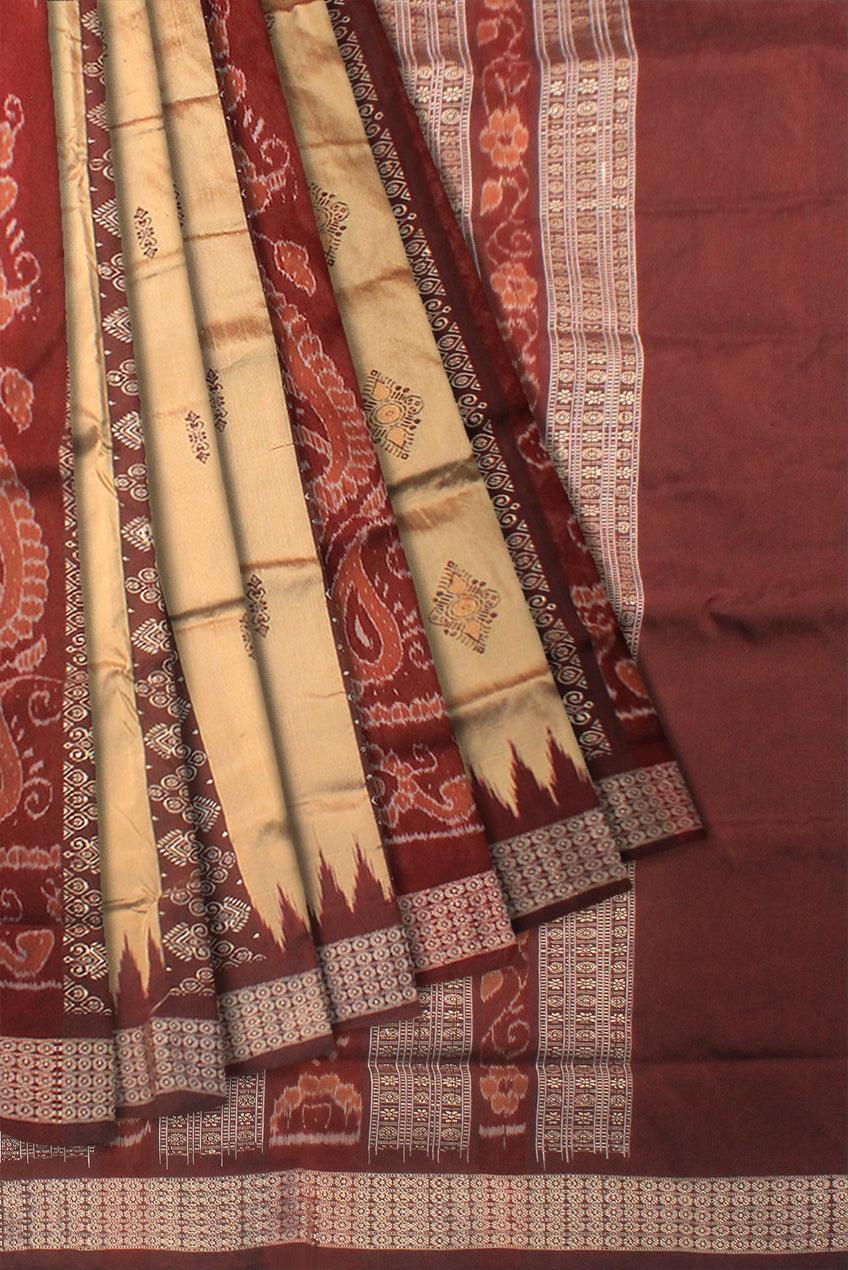 Latest butterfly pattern design golden maroon color pata saree. - Koshali Arts & Crafts Enterprise