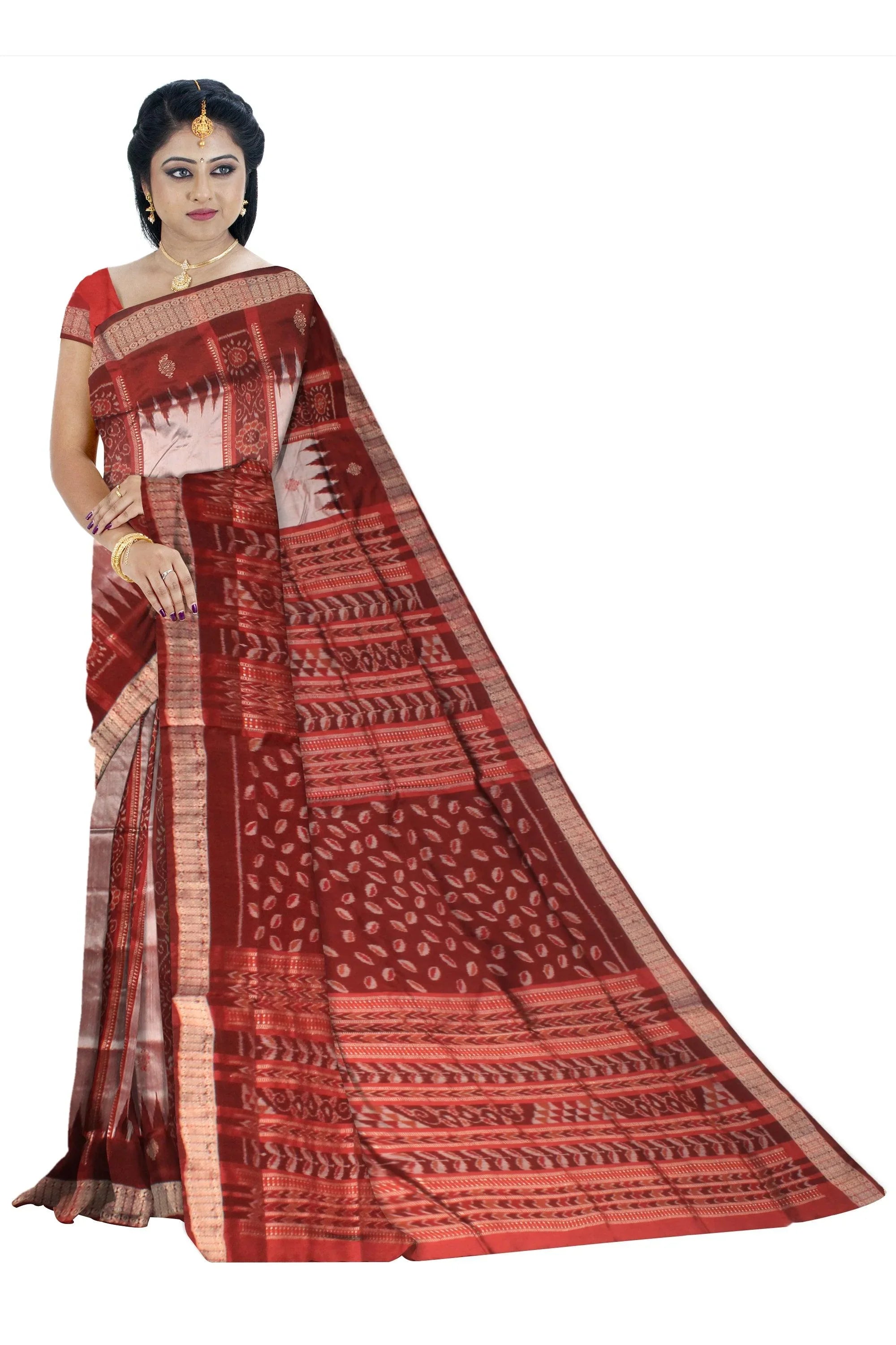 Gray and brown color Chandua design Pata. - Koshali Arts & Crafts Enterprise