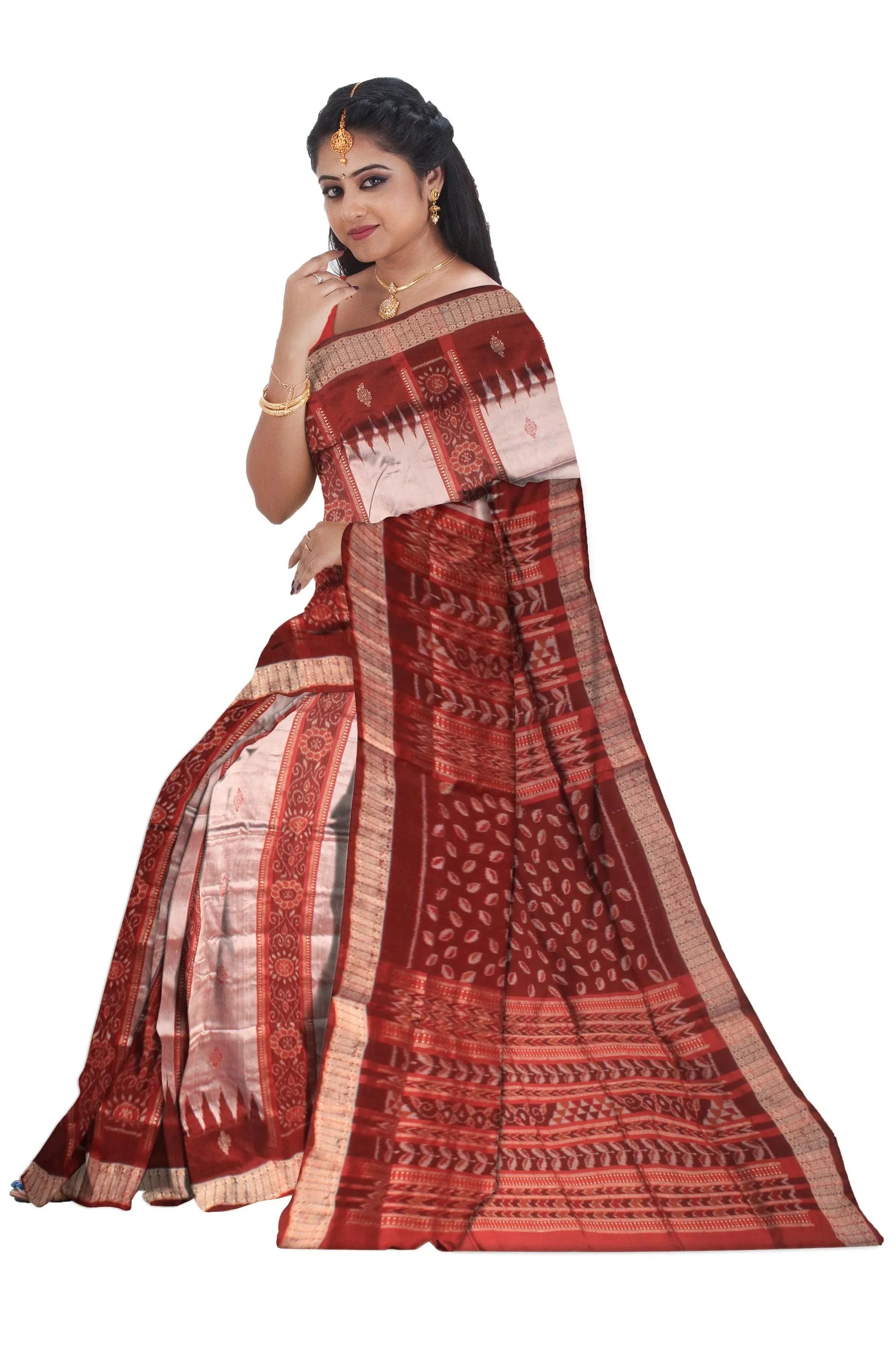 Gray and brown color Chandua design Pata. - Koshali Arts & Crafts Enterprise