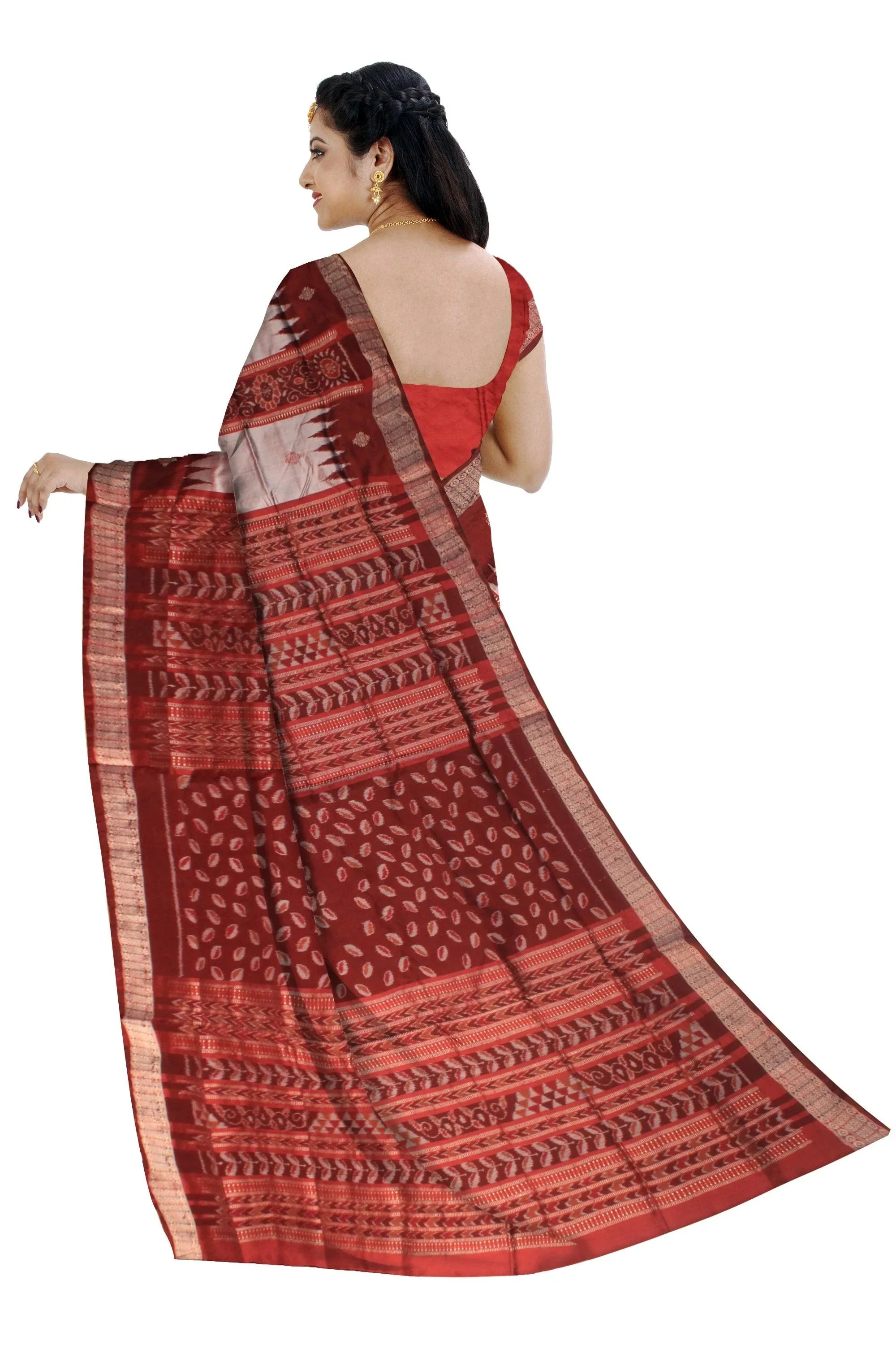 Gray and brown color Chandua design Pata. - Koshali Arts & Crafts Enterprise