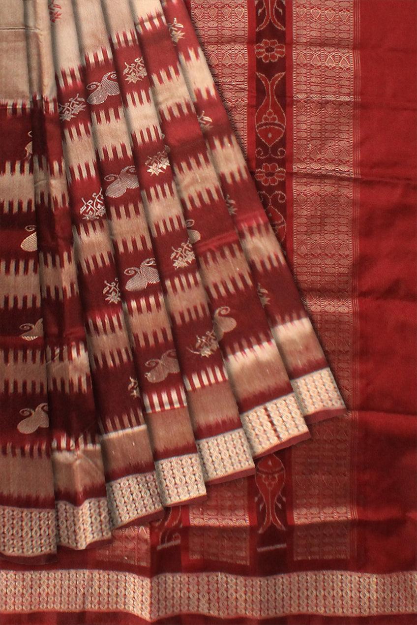 MATTHA COLOR SAMBALPURI PATA SAREE WITH BLOUSE PIECE. - Koshali Arts & Crafts Enterprise