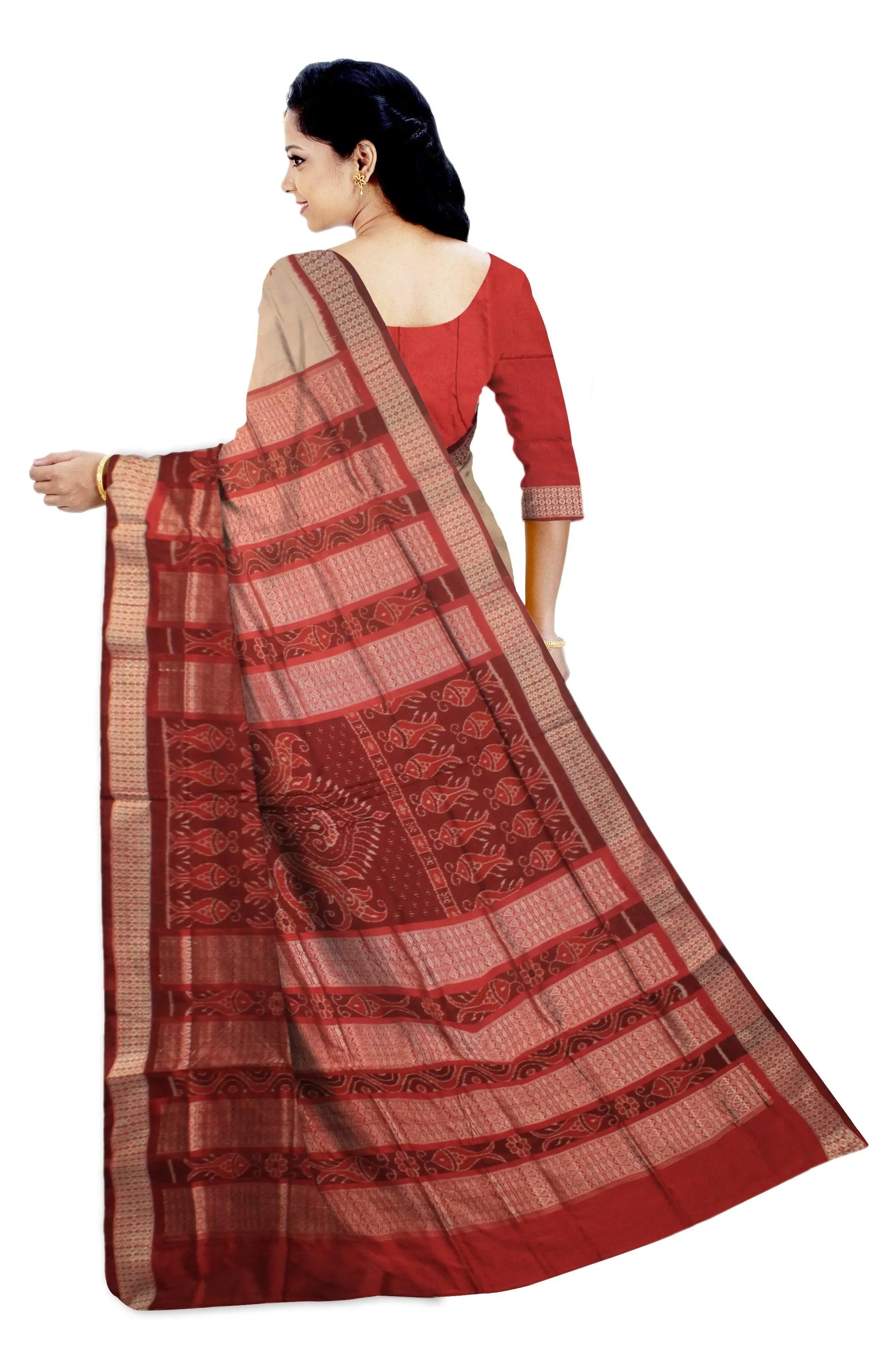 Mattha color Sambalpuri Pata Saree. - Koshali Arts & Crafts Enterprise