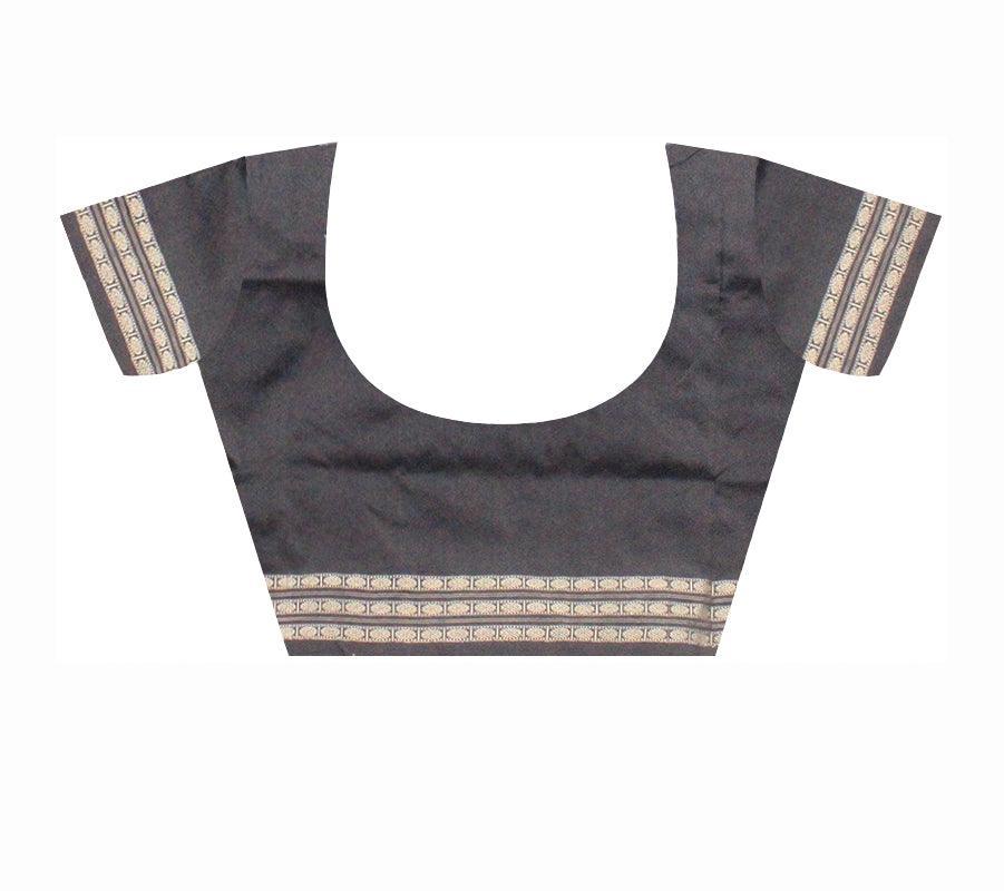 SAMBALPURI SAPTA PATA SAREE IN DARK GREEN AND BLACK COLOR WITH BLOUSE PIECE - Koshali Arts & Crafts Enterprise